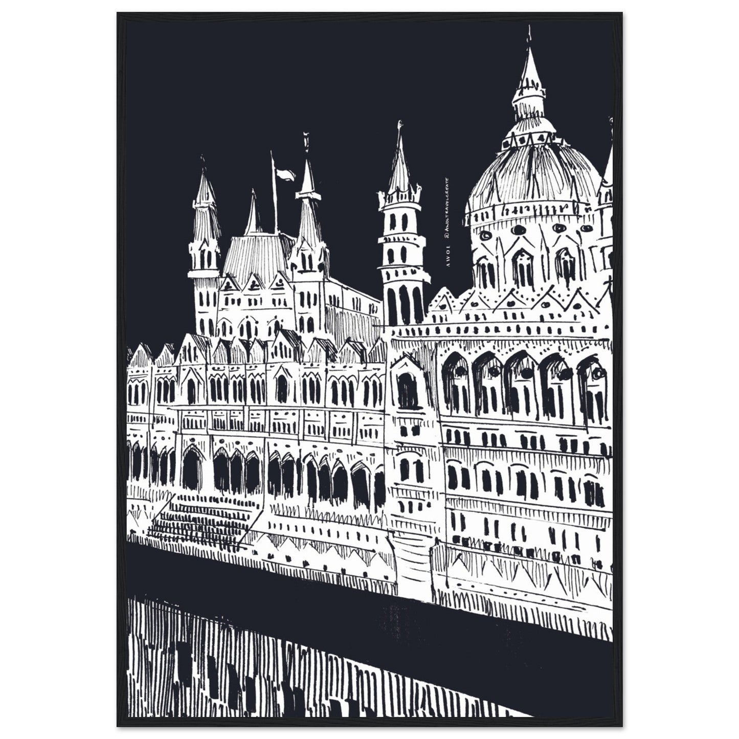 Budapest Art, An Evening Along The Danube River: Framed Art Print - Creations Awol