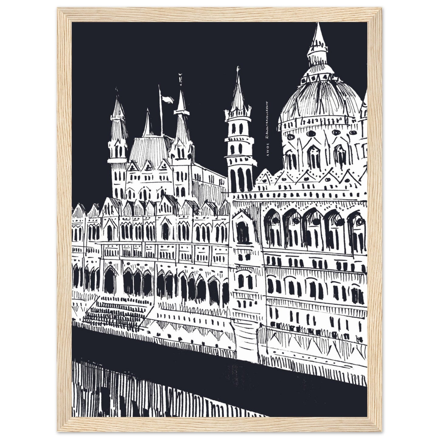 Budapest Art, An Evening Along The Danube River: Framed Art Print - Creations Awol