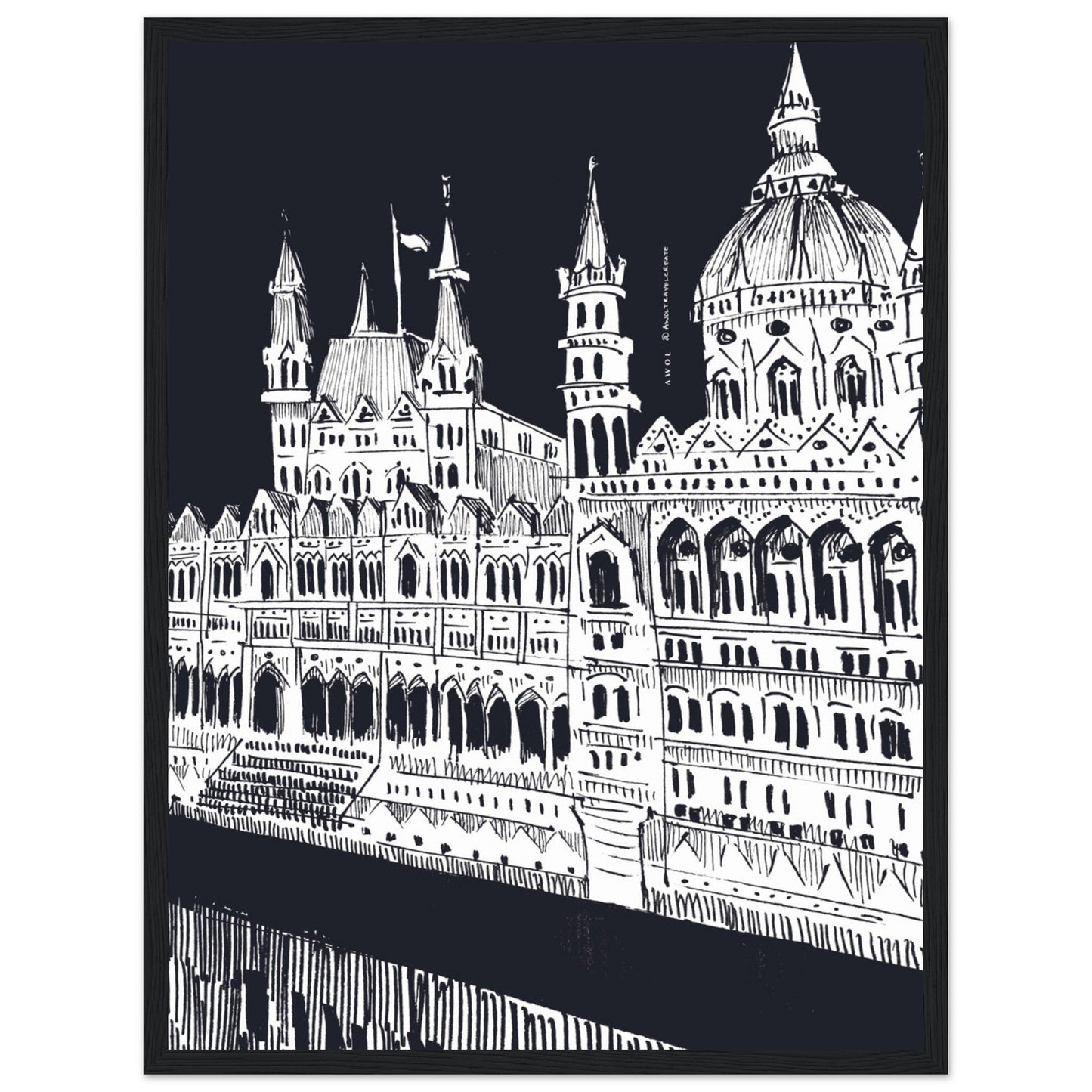 Budapest Art, An Evening Along The Danube River: Framed Art Print - Creations Awol