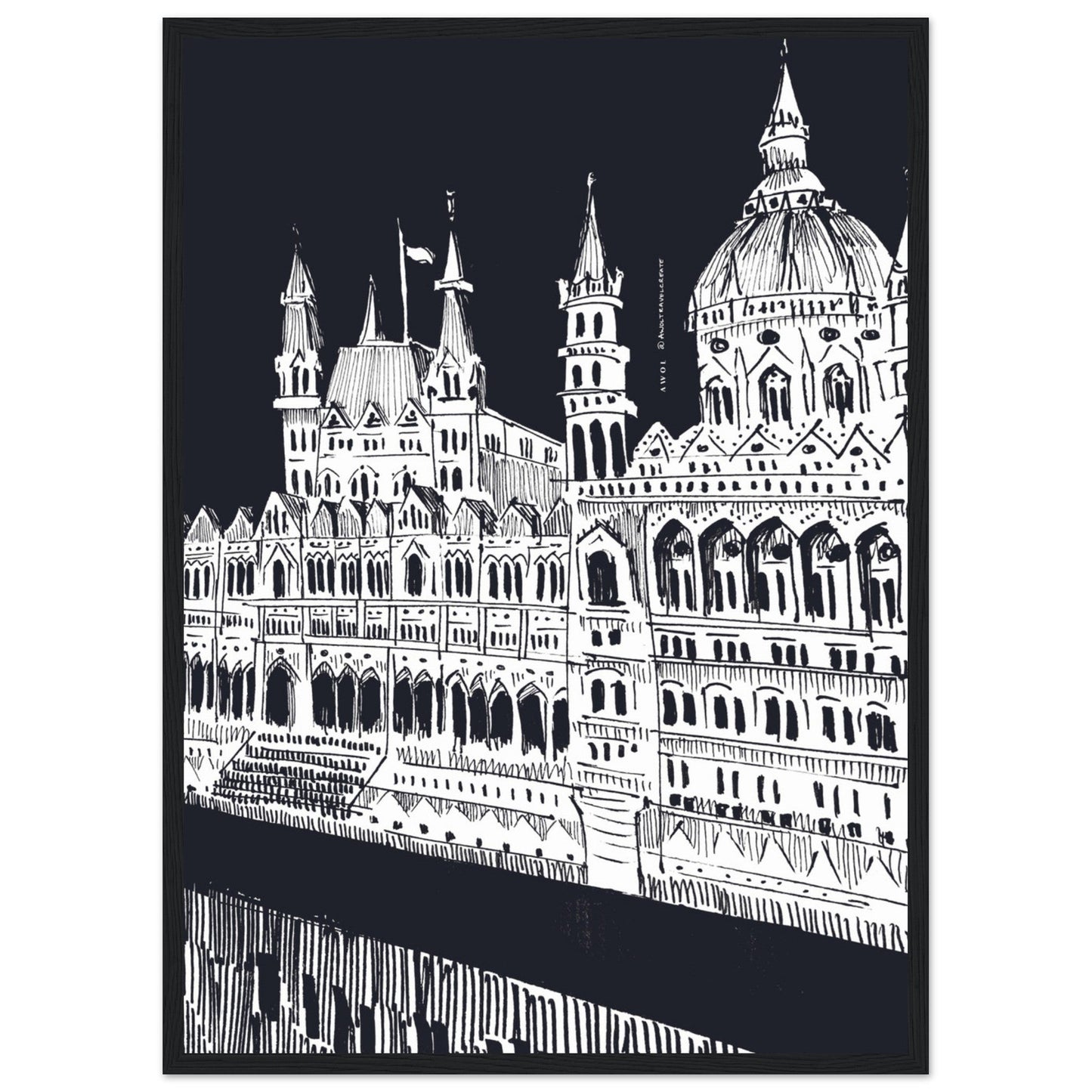 Budapest Art, An Evening Along The Danube River: Framed Art Print - Creations Awol