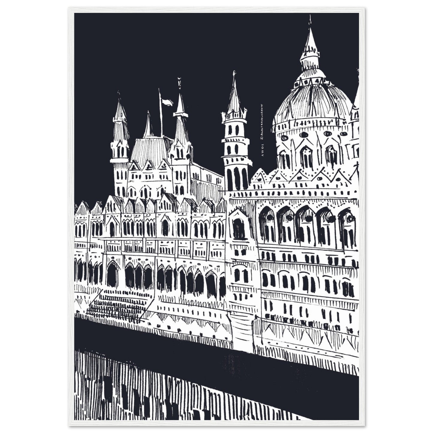 Budapest Art, An Evening Along The Danube River: Framed Art Print - Creations Awol