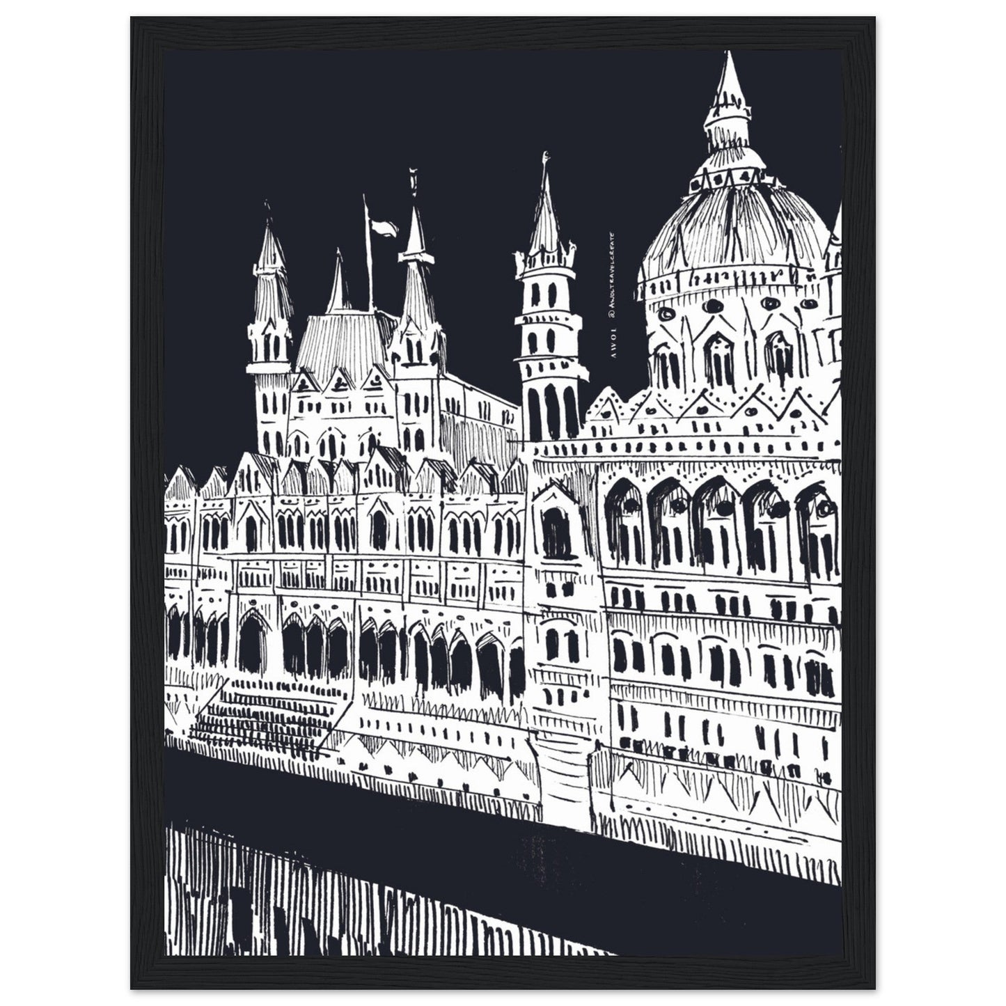 Budapest Art, An Evening Along The Danube River: Framed Art Print - Creations Awol