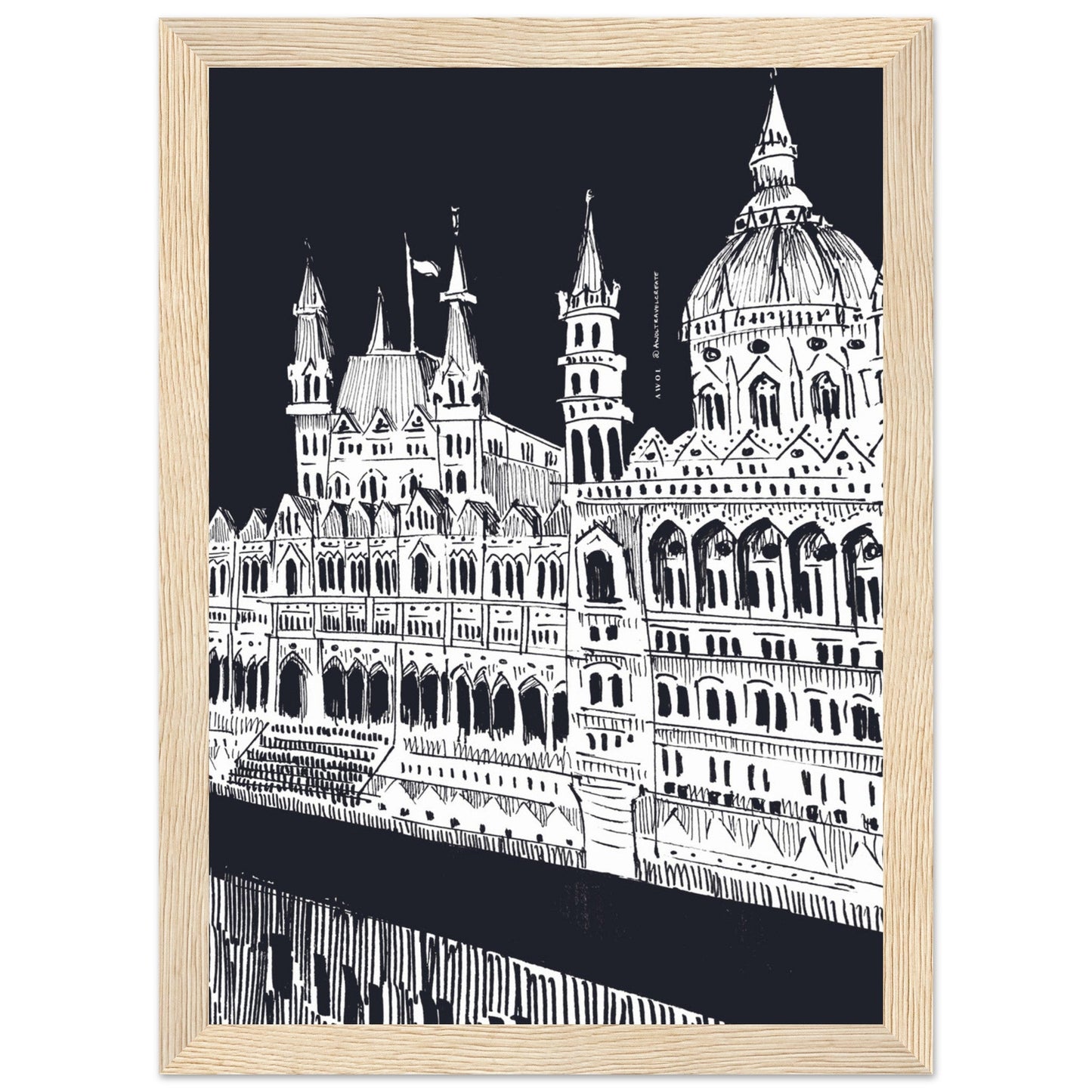 Budapest Art, An Evening Along The Danube River: Framed Art Print - Creations Awol