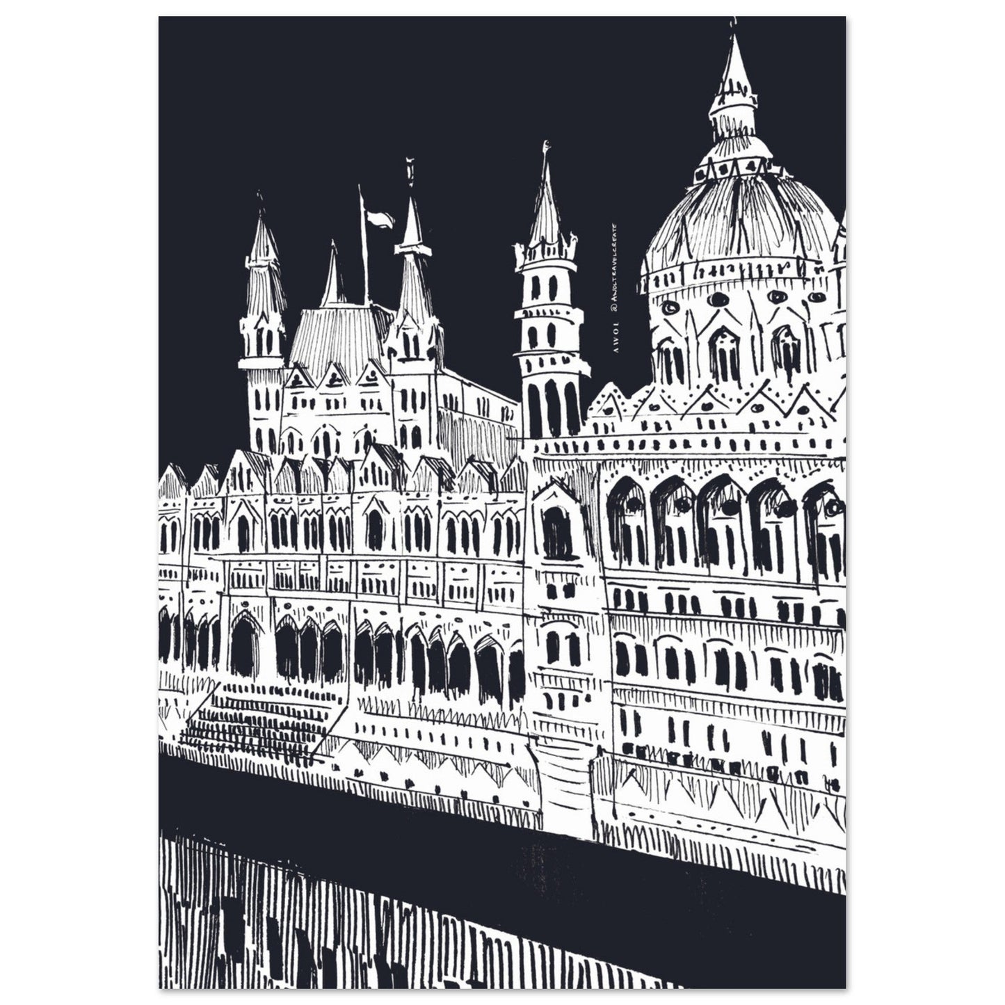 Budapest City Art Print, Castle On The Danube River: Travel Poster Print - Creations Awol