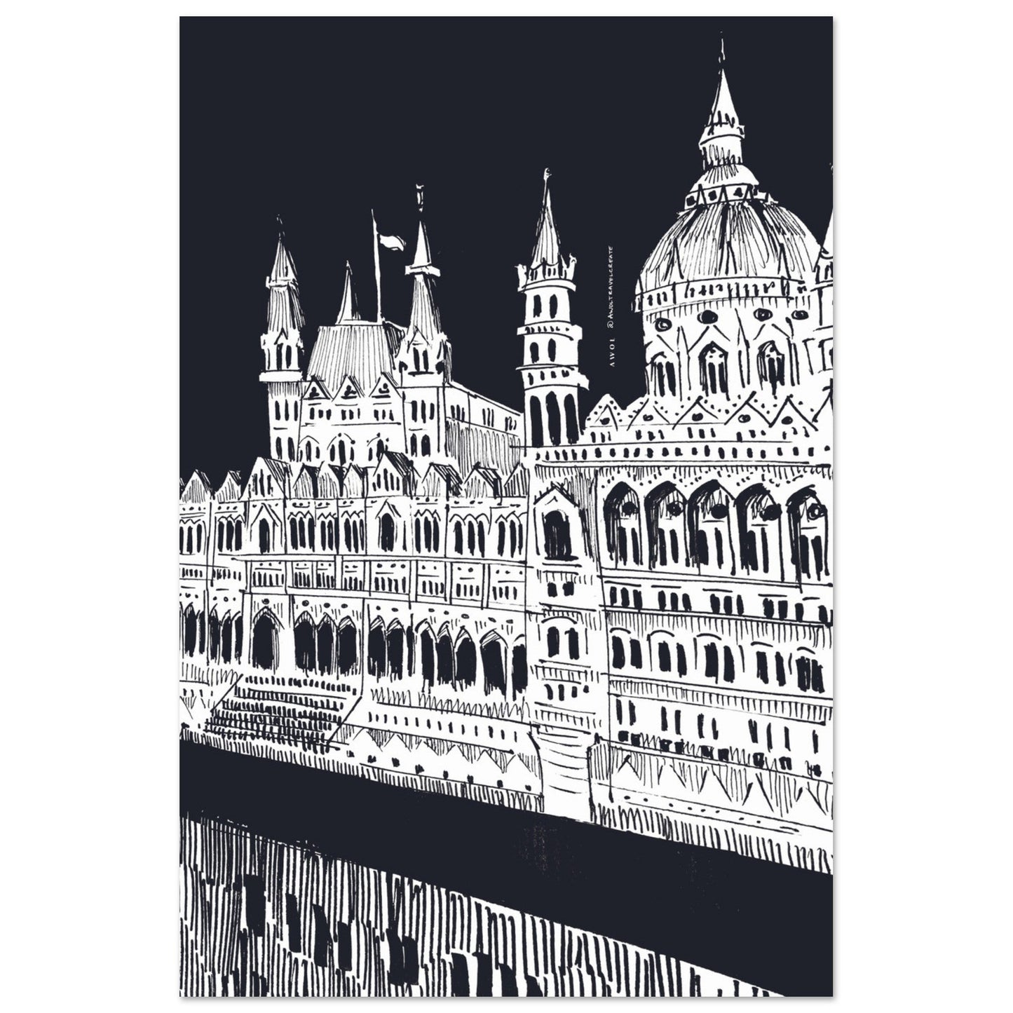 Budapest City Art Print, Castle On The Danube River: Travel Poster Print - Creations Awol
