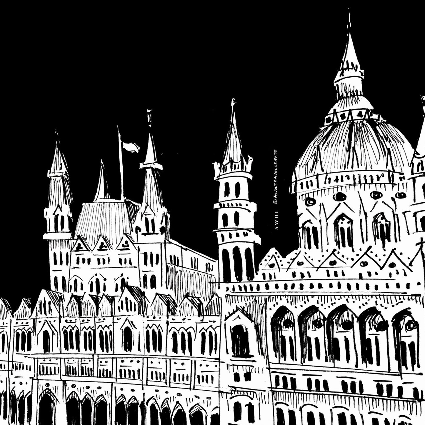 Budapest City Art Print, Castle On The Danube River: Travel Poster Print - Creations Awol