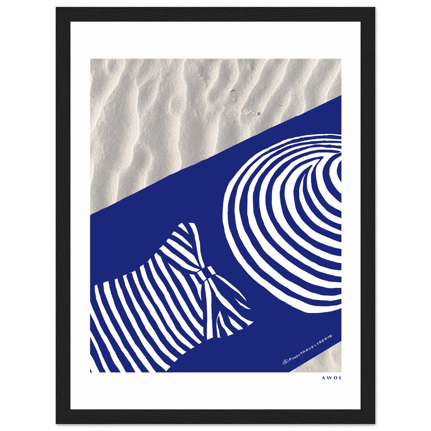 Woman In Oversized Hat And Stripes Sleeping On The Beach: Island Mood Classic Matte Paper Wooden Framed Art Print