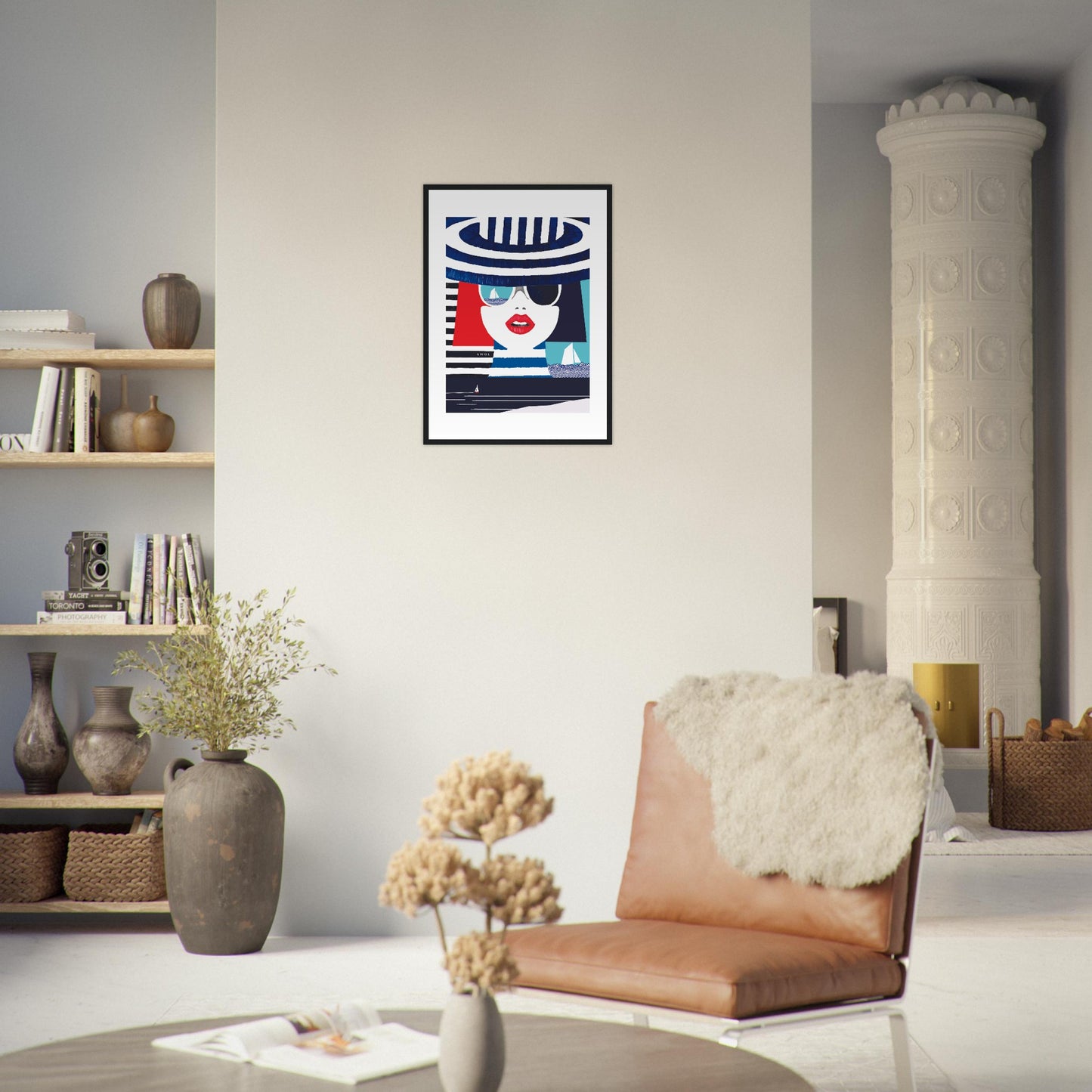 Portrait Of A Woman On The Beach: Mediterranean Wall Art, Framed Print