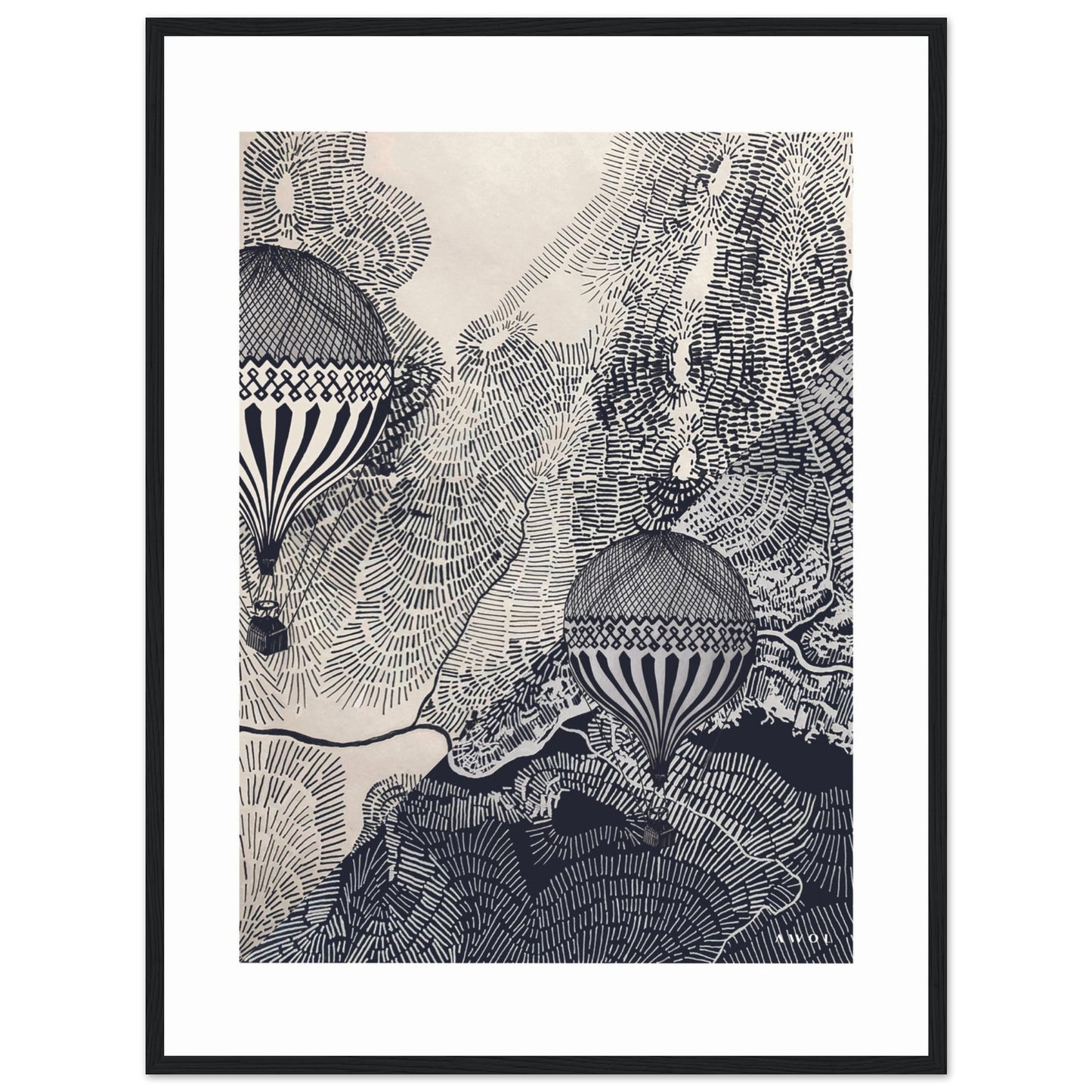 Dreaming Big: Hot Air Balloon Travel In The Sky, Framed Art Print