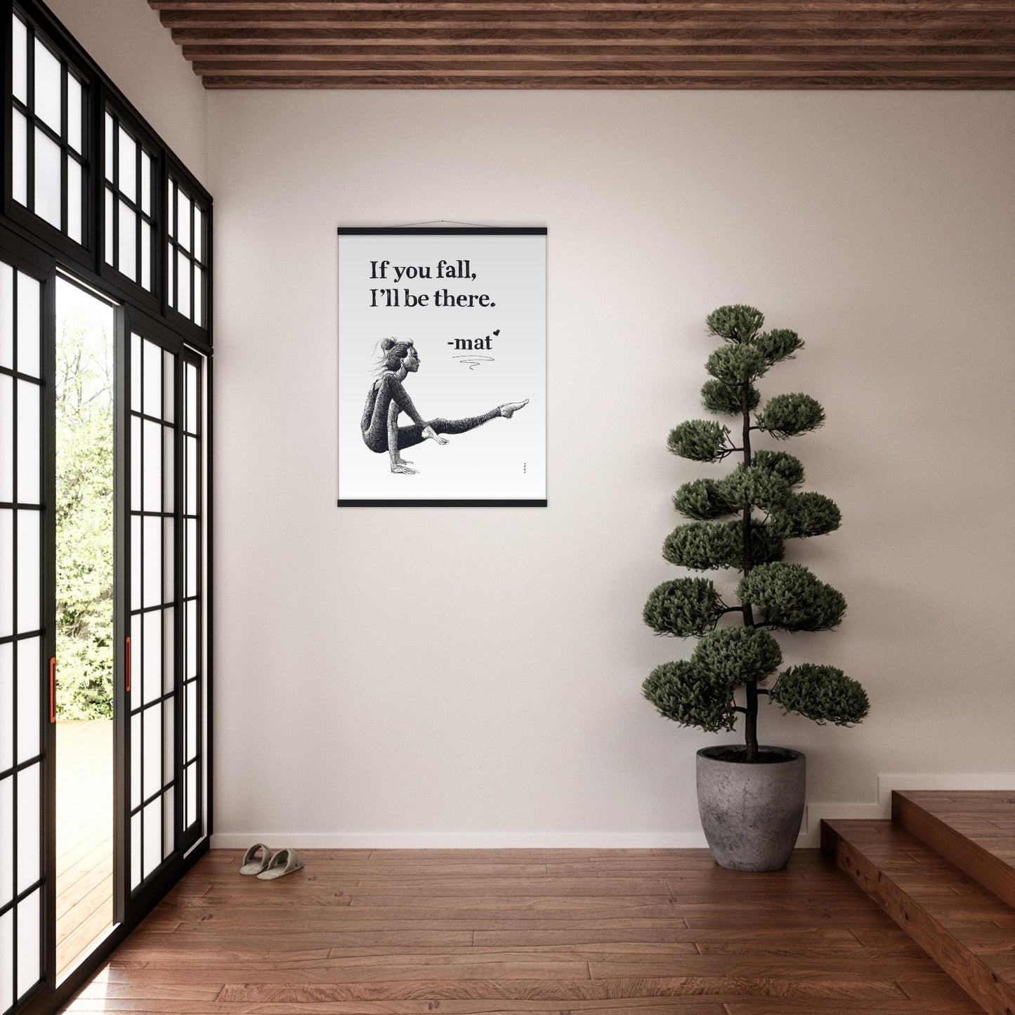 Spiritual Yoga Pose Art With Inspiring Quote: Poster Print with Hanger