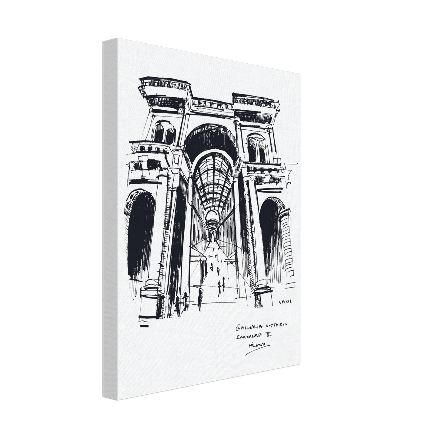 Milan City Elegance, Luxury Shopping Landmark Art: Canvas Print