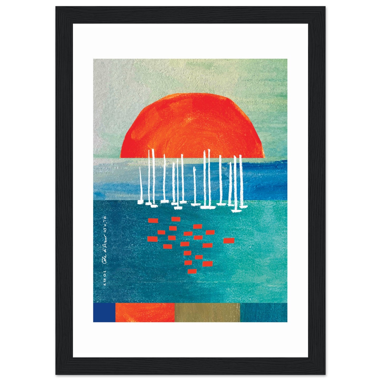 Sunrise Over The Sea, Colourful Seaside Landscape Artwork: Framed Print