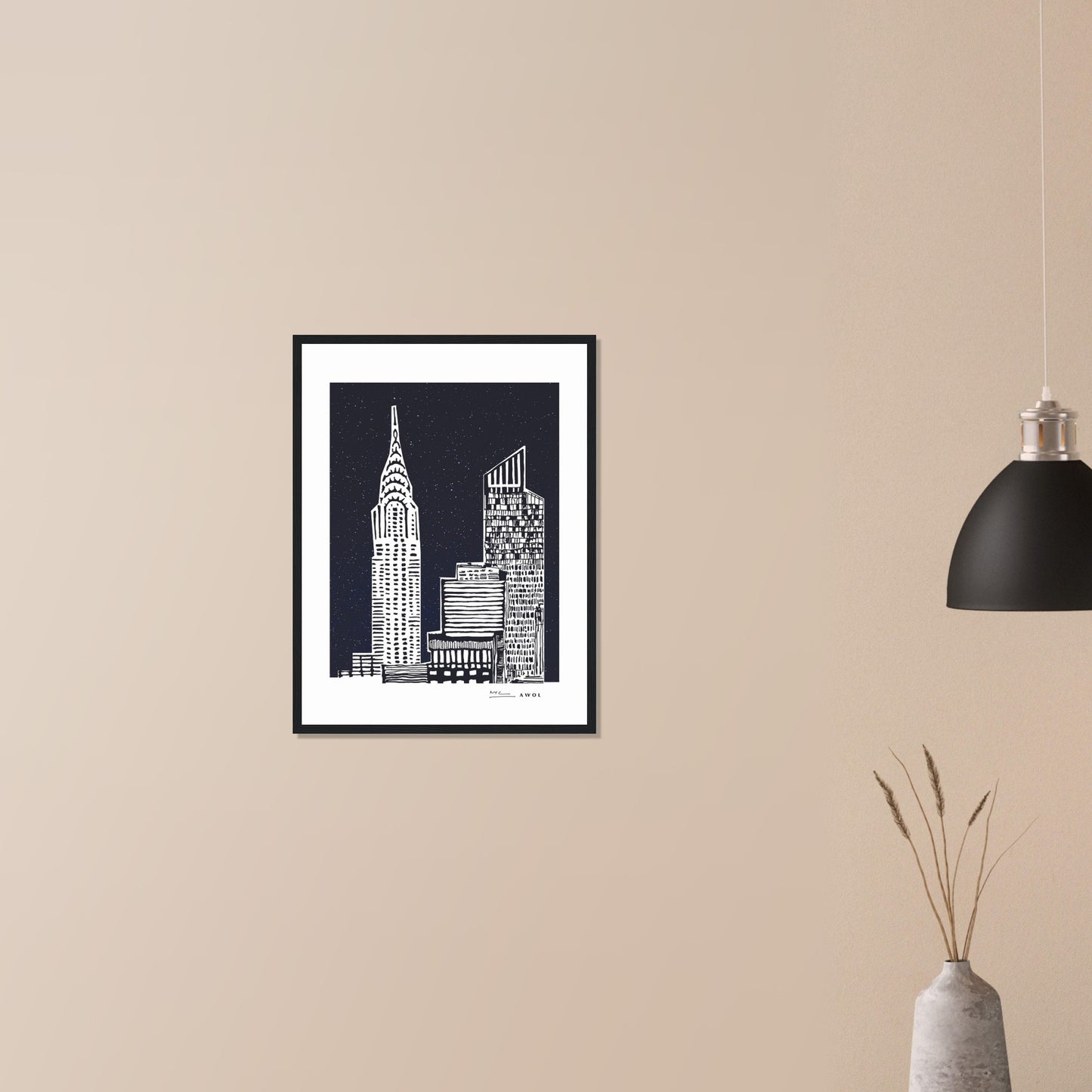New York City At Night, Manhattan Abstraction: Framed Art Print