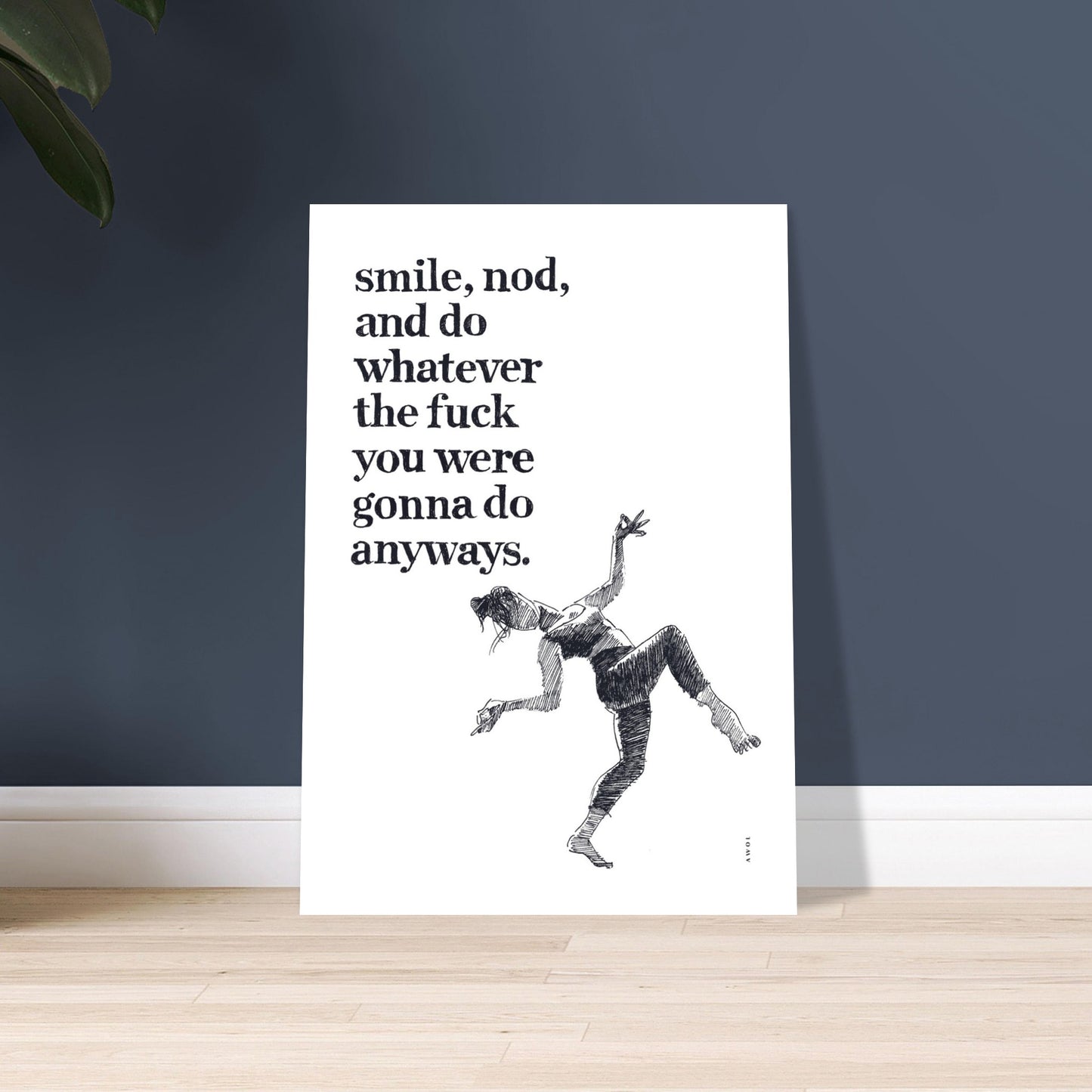 Smile And Nod, Modern Zen Quote: Aluminum Art Print