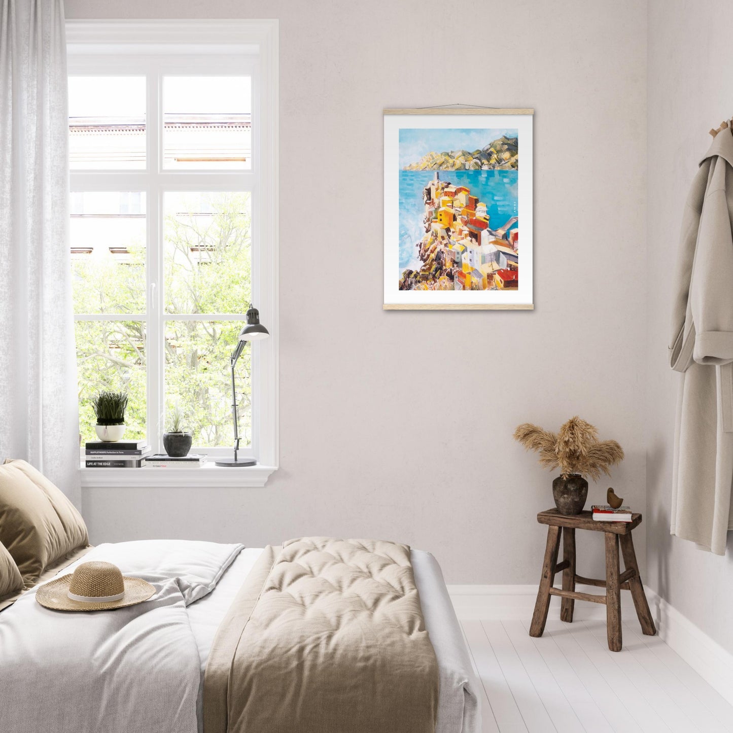 Italy Scenery Art Print: Colourful Towns Of Amalfi And Liguria: Poster Print With Hanger