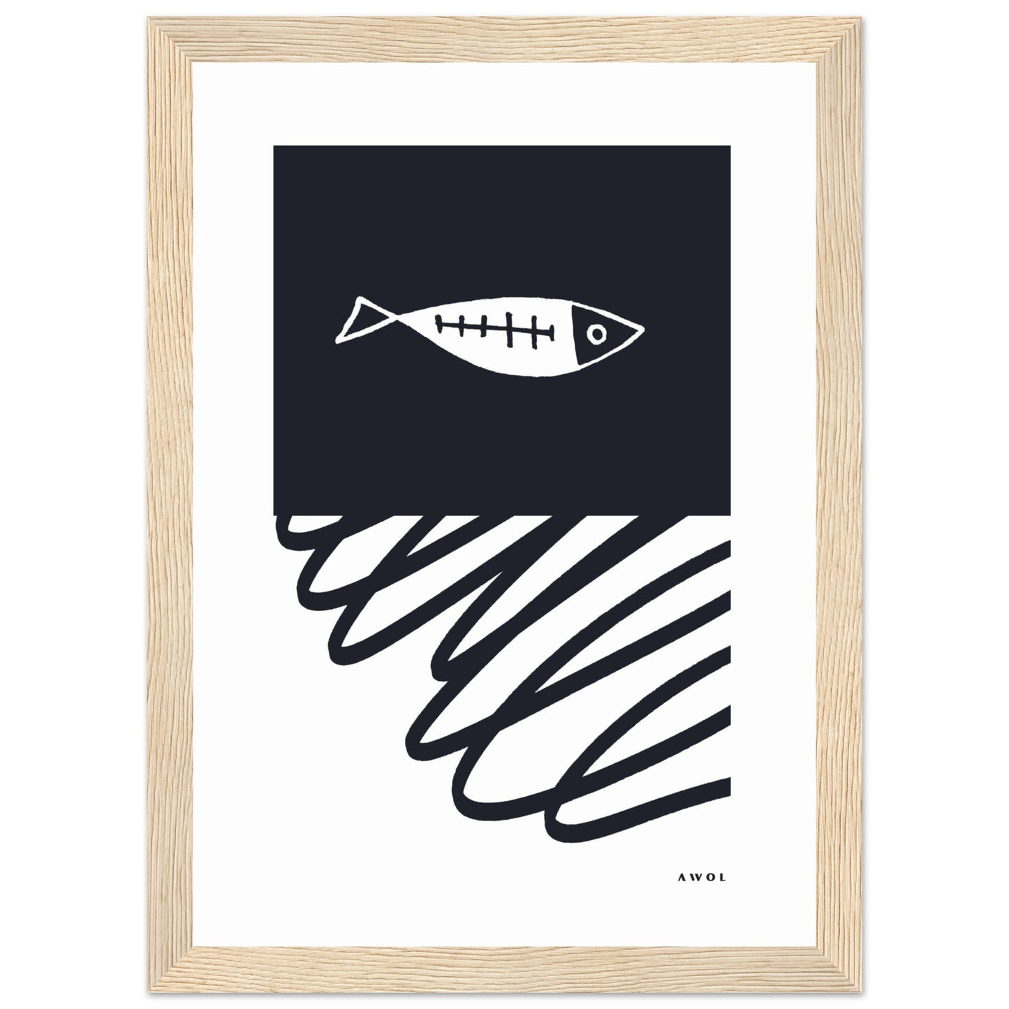Minimalist Wall Decor, Scandinavian Wall Art With Fish: Framed Art Print