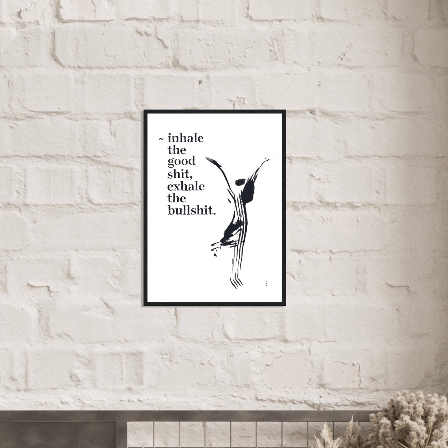 Funny Zen Quote, Exhale The Bullshit, Yoga Wall Art: Framed Art Print