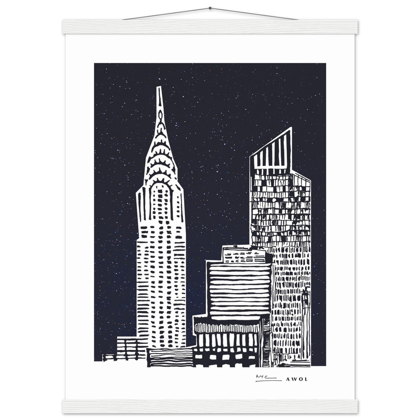 New York City At Night, Manhattan Abstraction: Poster with Hanger