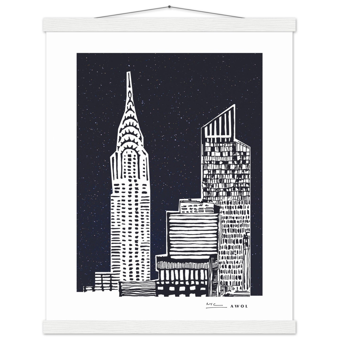 New York City At Night, Manhattan Abstraction: Poster with Hanger