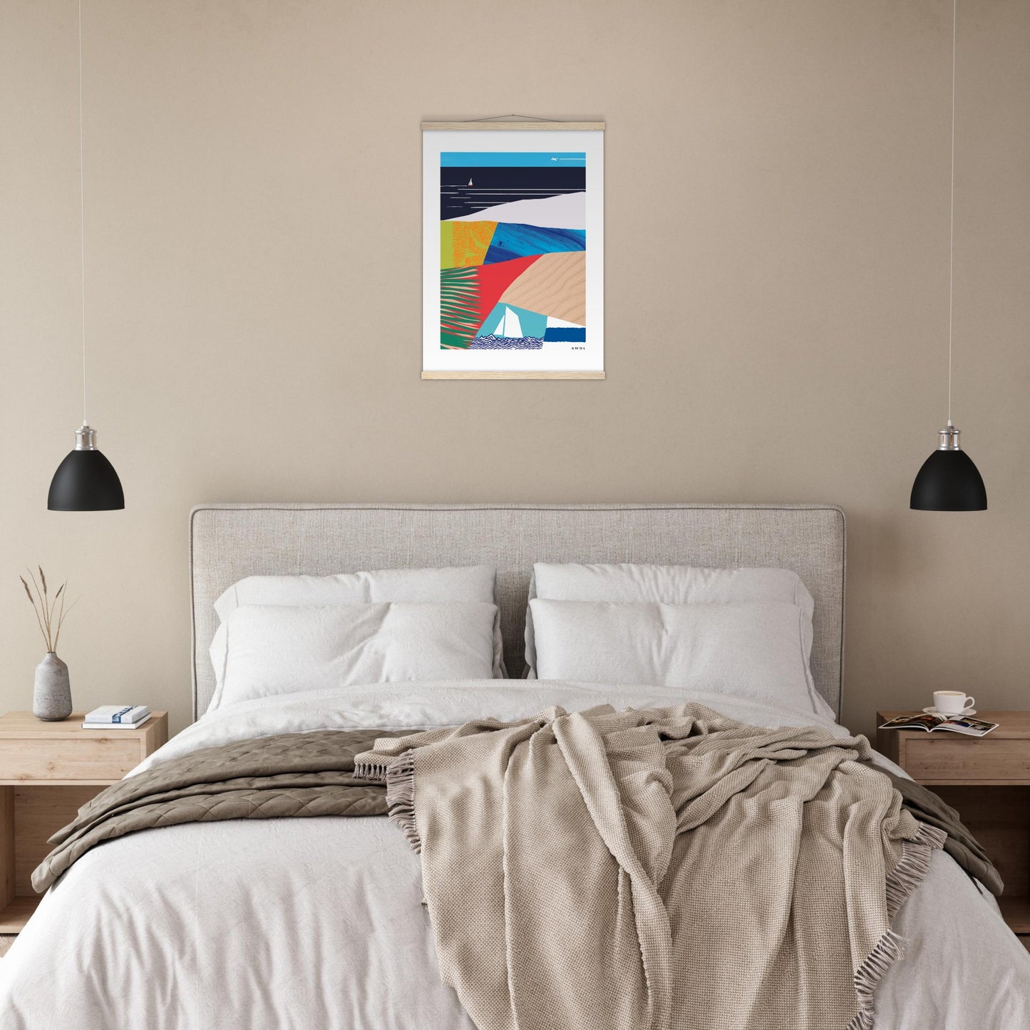 Tropical Paradise Art Print, Abstract Vacation Art: Poster with Hanger