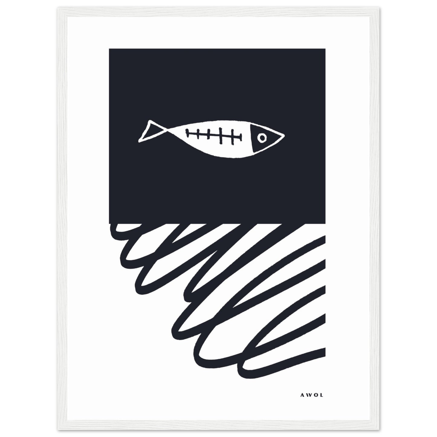 Minimalist Wall Decor, Scandinavian Wall Art With Fish: Framed Art Print