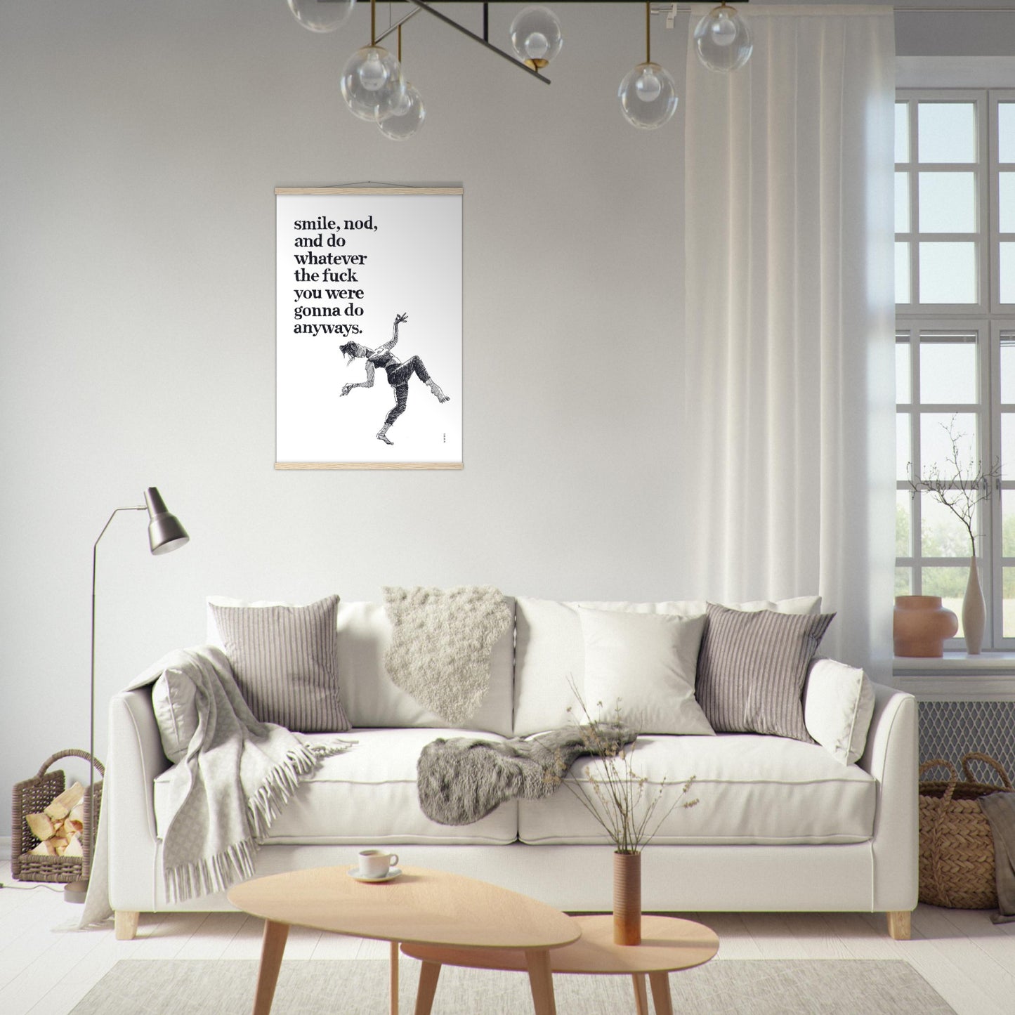 Smile And Nod, Modern Zen Art Print: Poster with Hanger