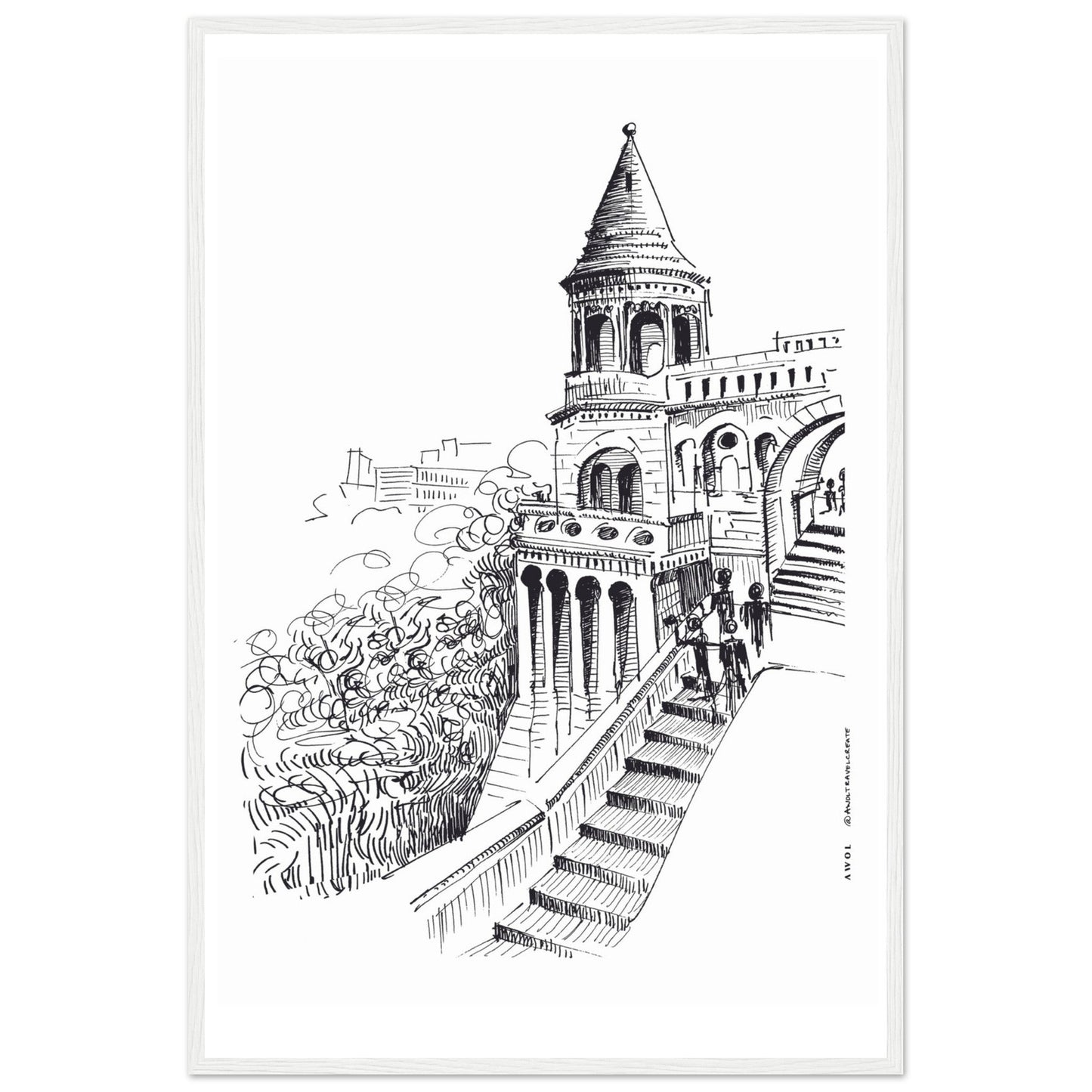 Castle In Budapest Art Print: Hungary Landscape, Wooden Framed Print - Creations Awol
