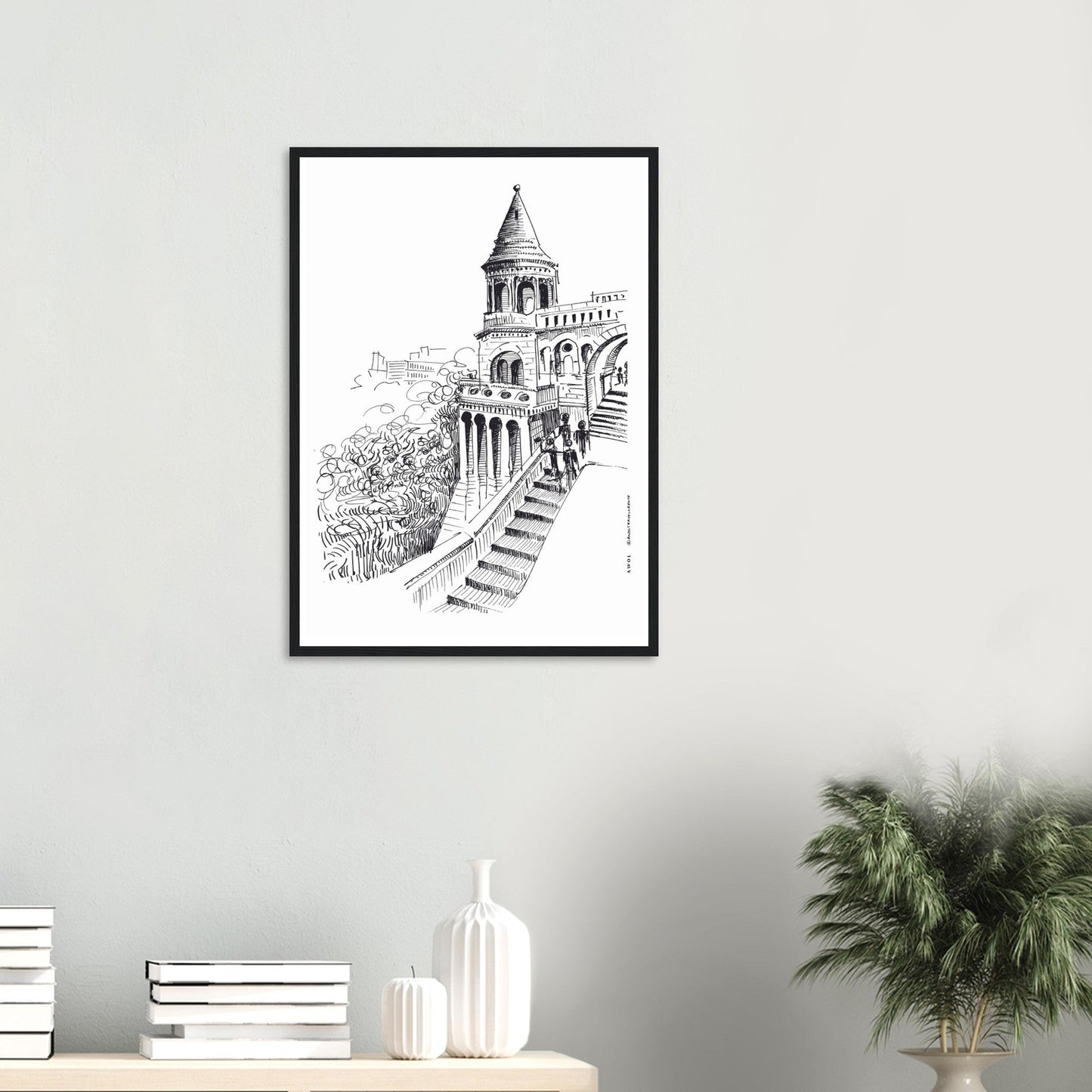 Castle In Budapest Art Print: Hungary Landscape, Wooden Framed Print - Creations Awol