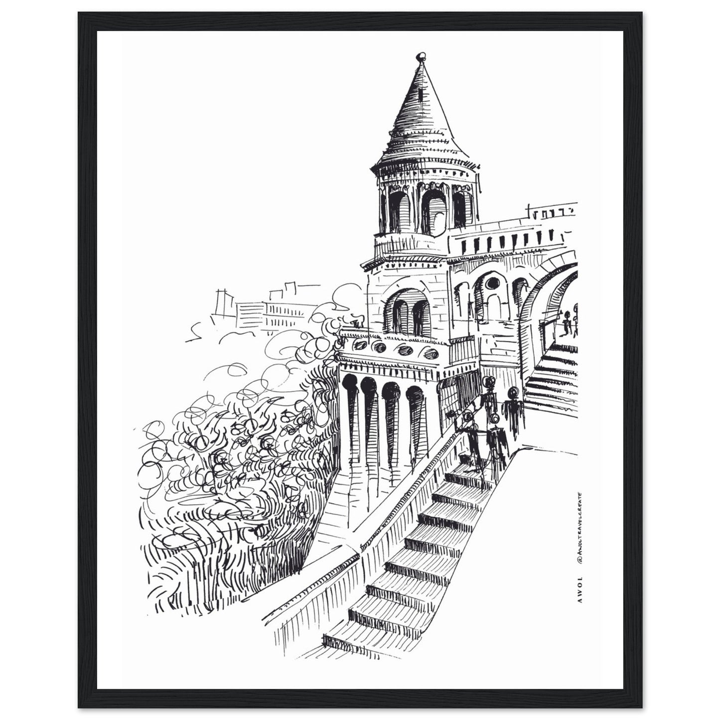 Castle In Budapest Art Print: Hungary Landscape, Wooden Framed Print - Creations Awol