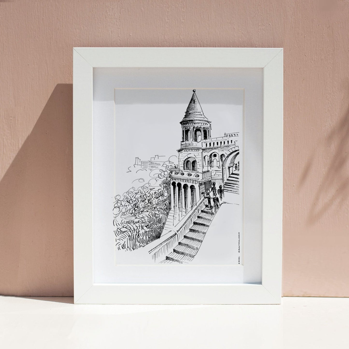 Castle In Budapest Art Print: Hungary Landscape, Wooden Framed Print - Creations Awol