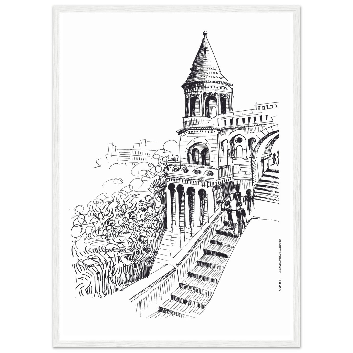 Castle In Budapest Art Print: Hungary Landscape, Wooden Framed Print - Creations Awol