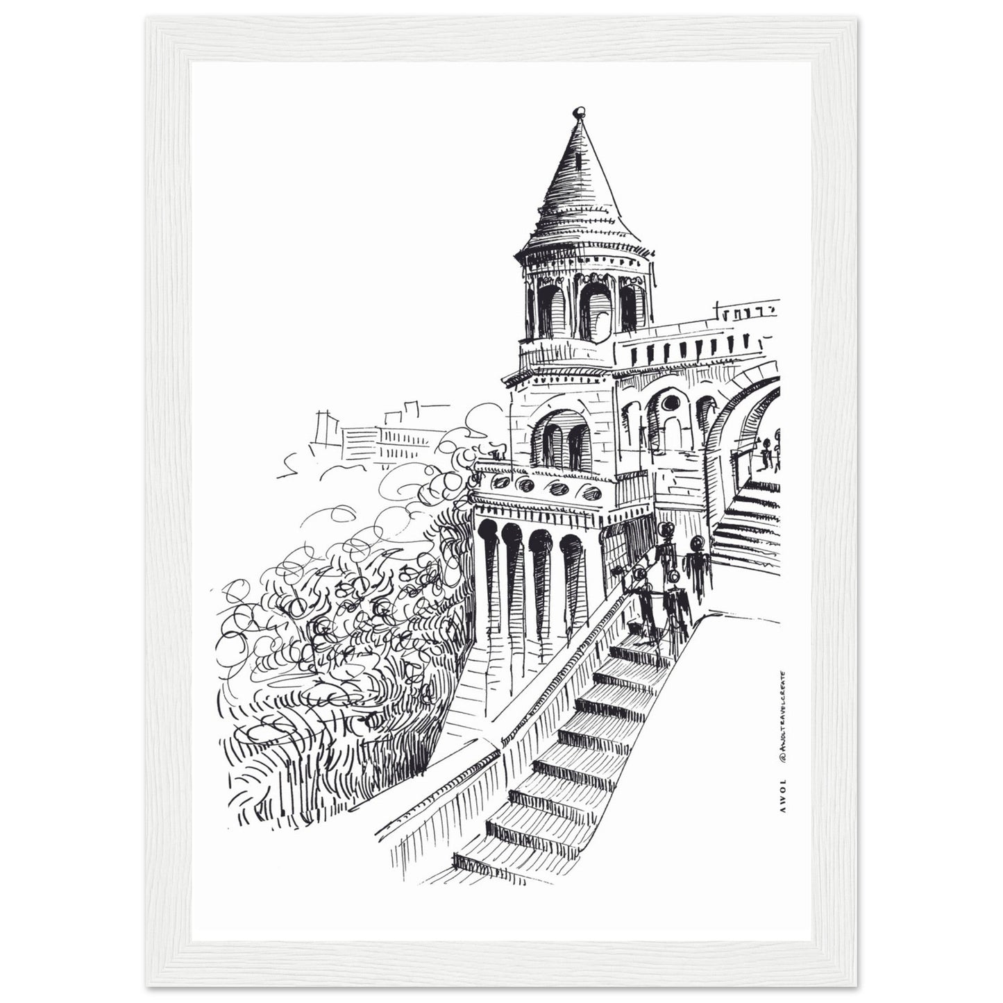 Castle In Budapest Art Print: Hungary Landscape, Wooden Framed Print - Creations Awol