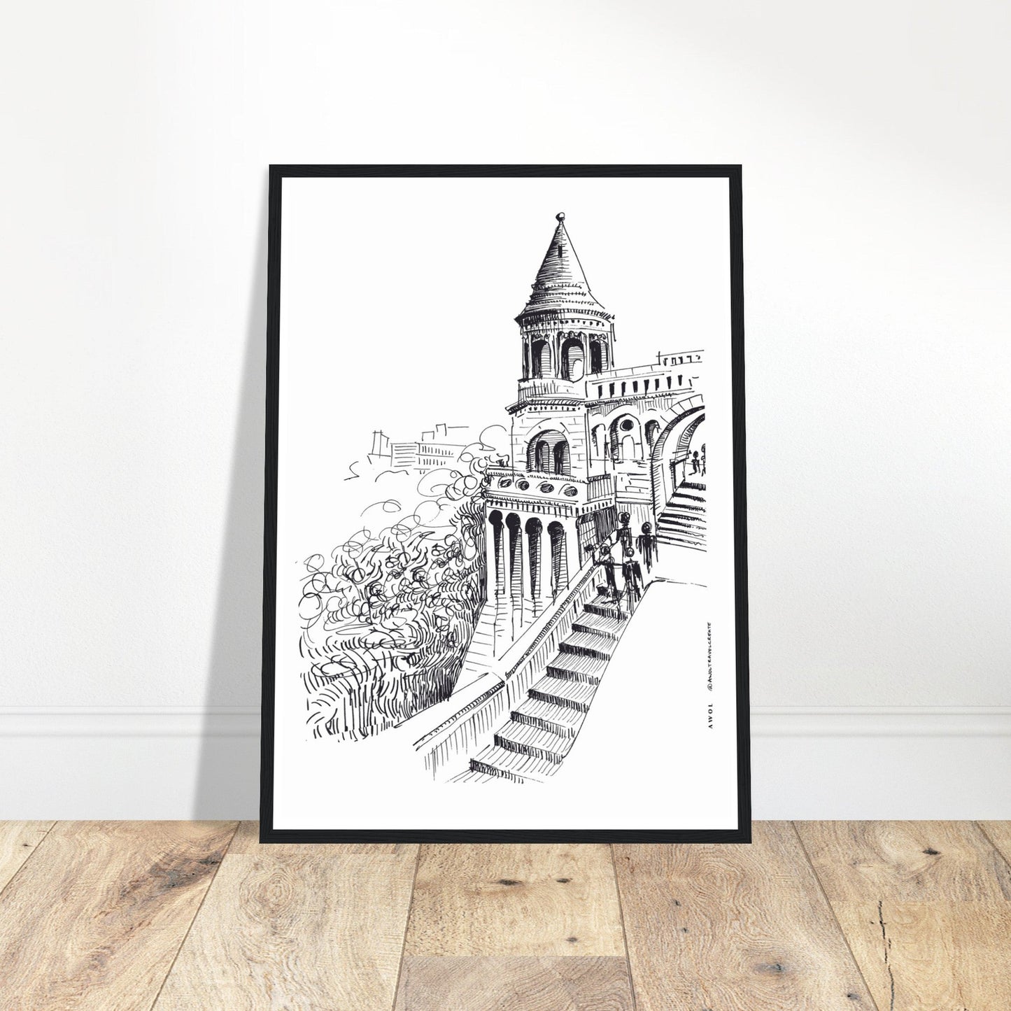 Castle In Budapest Art Print: Hungary Landscape, Wooden Framed Print - Creations Awol