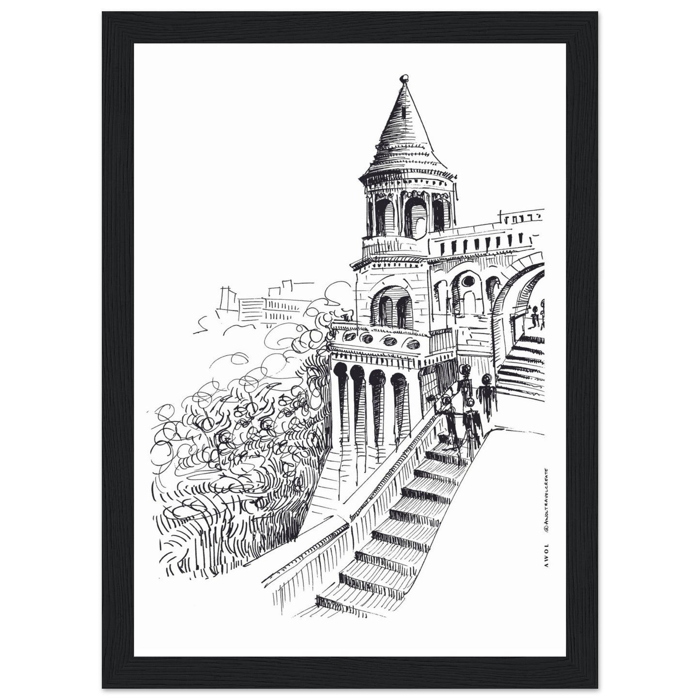 Castle In Budapest Art Print: Hungary Landscape, Wooden Framed Print - Creations Awol