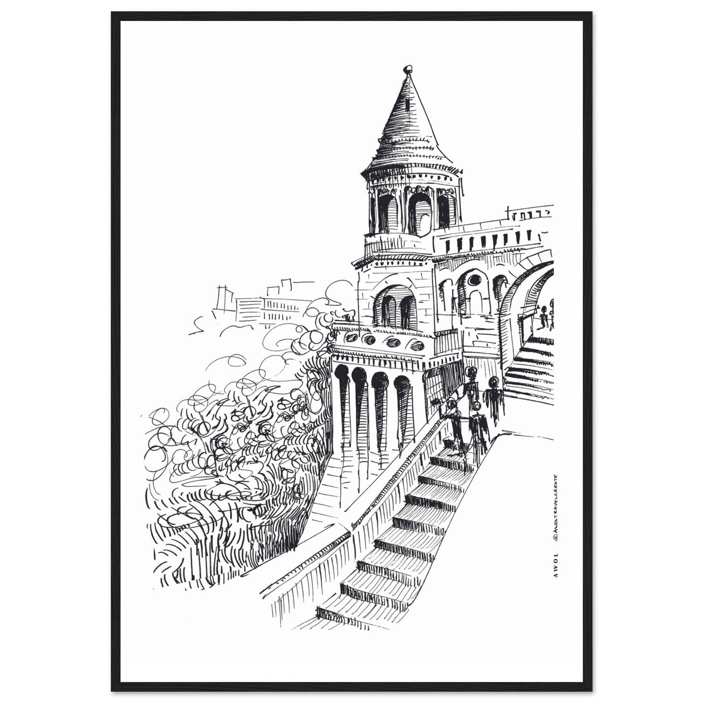 Castle In Budapest Art Print: Hungary Landscape, Wooden Framed Print - Creations Awol
