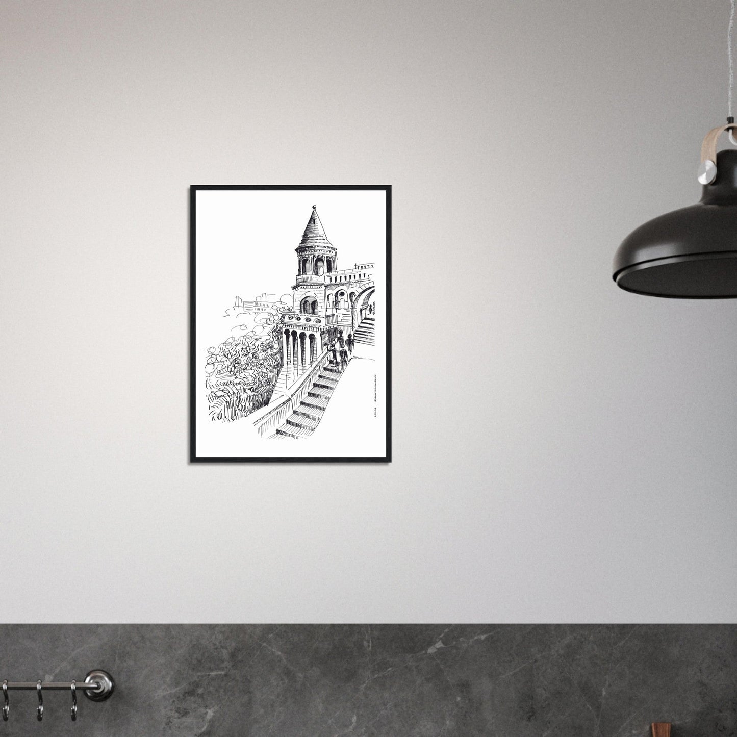 Castle In Budapest Art Print: Hungary Landscape, Wooden Framed Print - Creations Awol