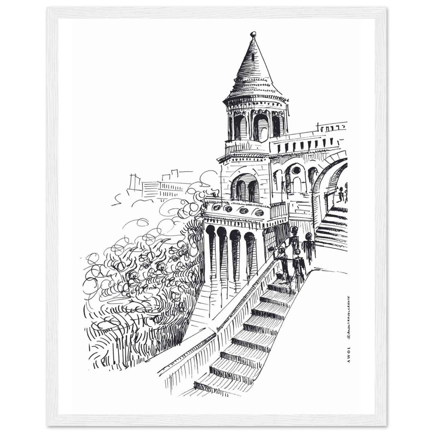 Castle In Budapest Art Print: Hungary Landscape, Wooden Framed Print - Creations Awol