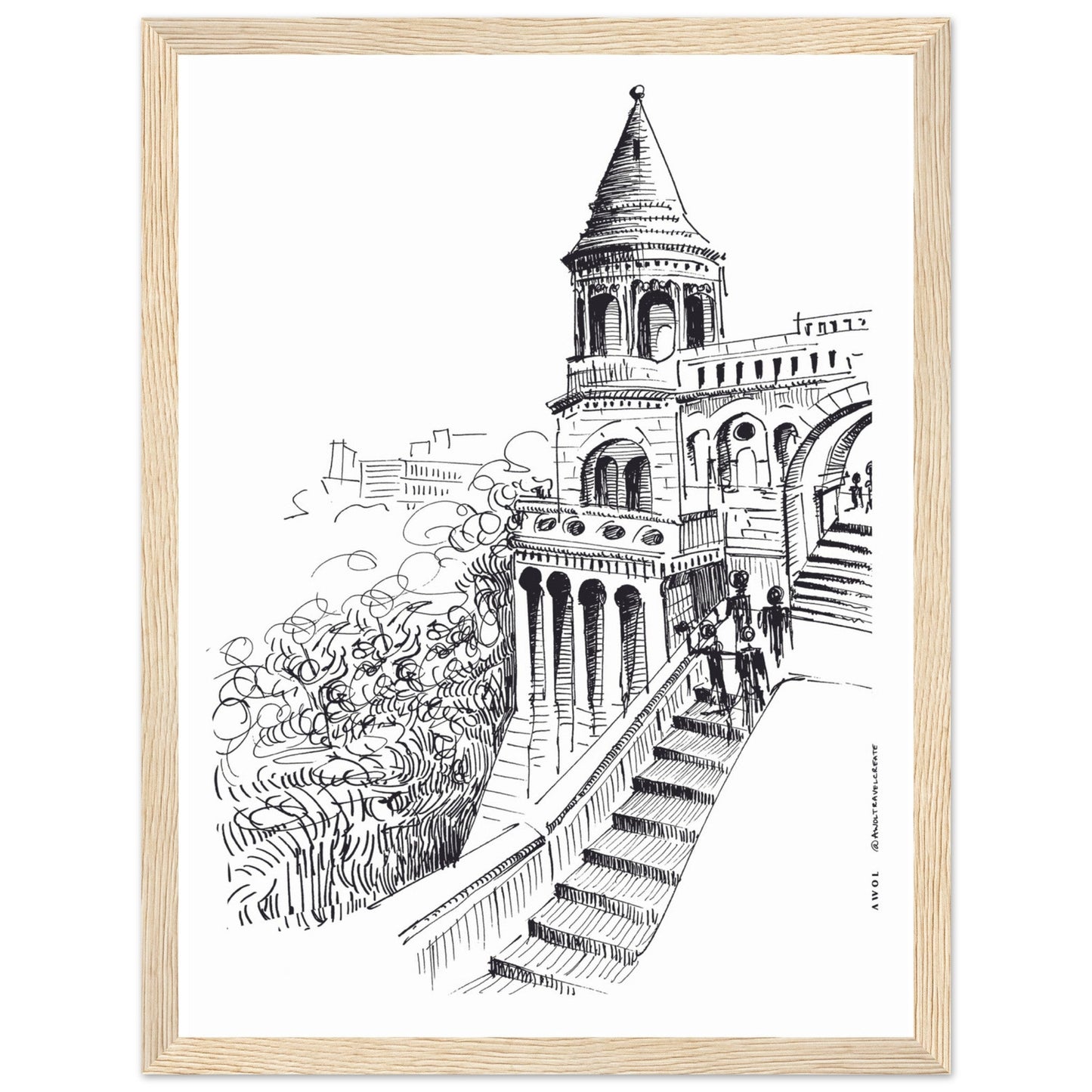 Castle In Budapest Art Print: Hungary Landscape, Wooden Framed Print - Creations Awol
