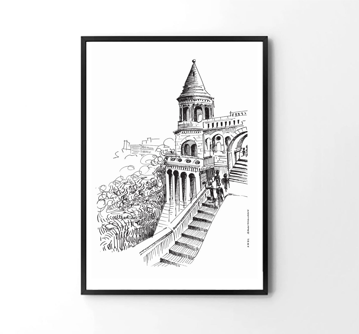 Castle In Budapest Art Print: Hungary Landscape, Wooden Framed Print - Creations Awol