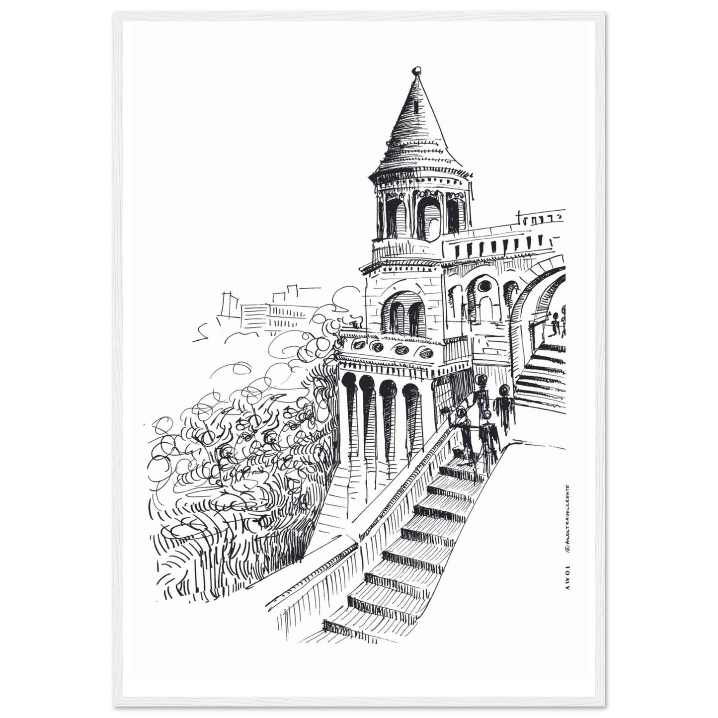 Castle In Budapest Art Print: Hungary Landscape, Wooden Framed Print - Creations Awol