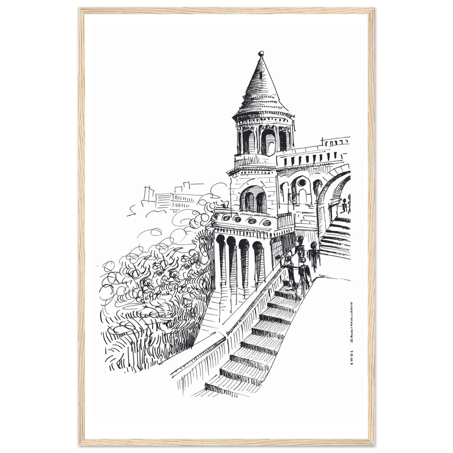 Castle In Budapest Art Print: Hungary Landscape, Wooden Framed Print - Creations Awol