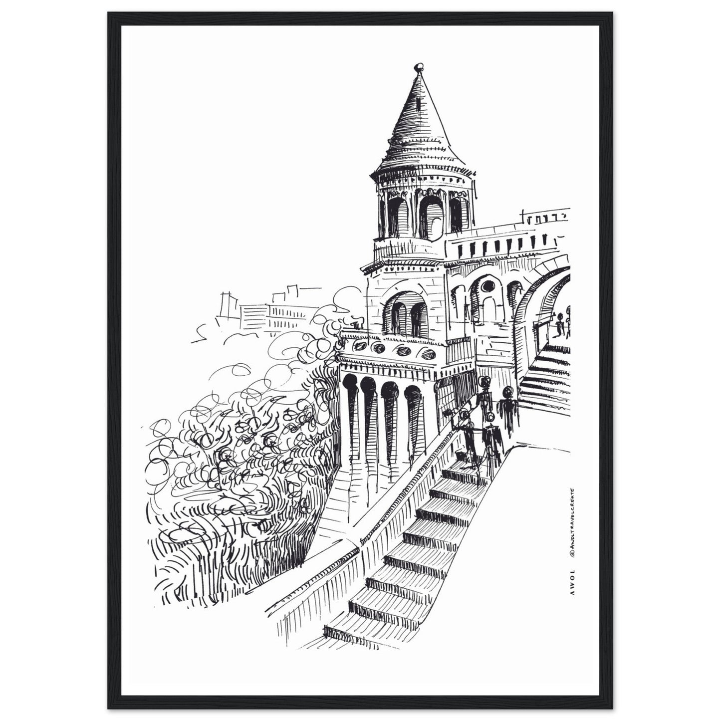 Castle In Budapest Art Print: Hungary Landscape, Wooden Framed Print - Creations Awol