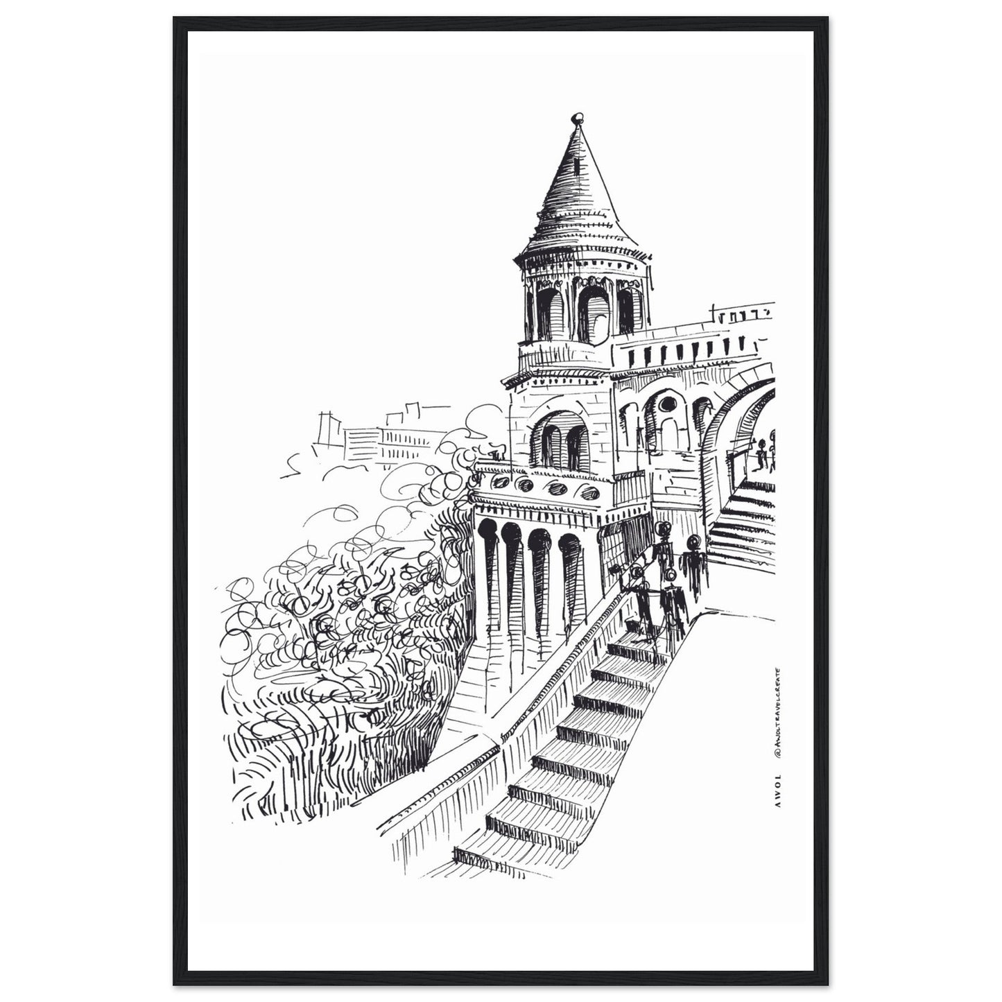 Castle In Budapest Art Print: Hungary Landscape, Wooden Framed Print - Creations Awol