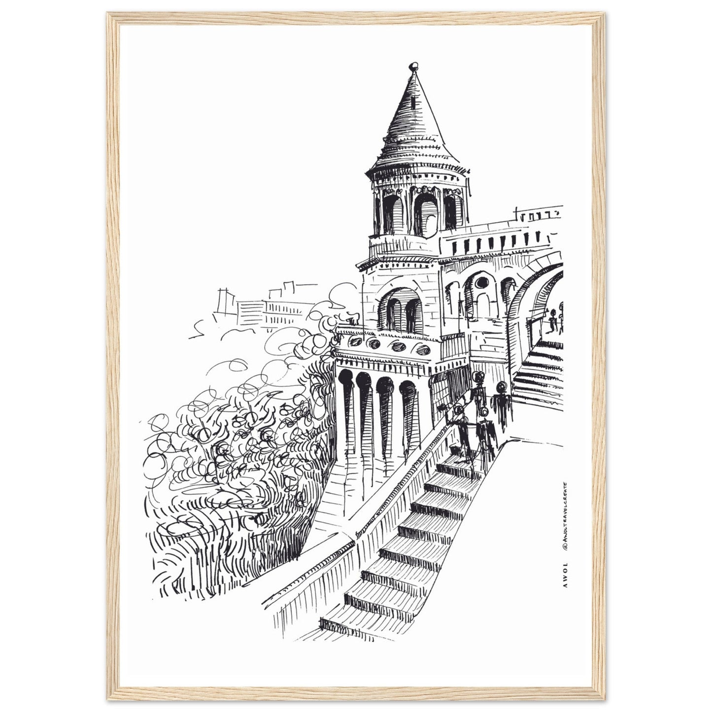 Castle In Budapest Art Print: Hungary Landscape, Wooden Framed Print - Creations Awol