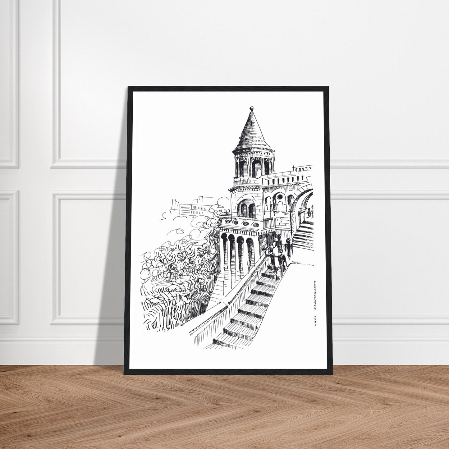 Castle In Budapest Art Print: Hungary Landscape, Wooden Framed Print - Creations Awol