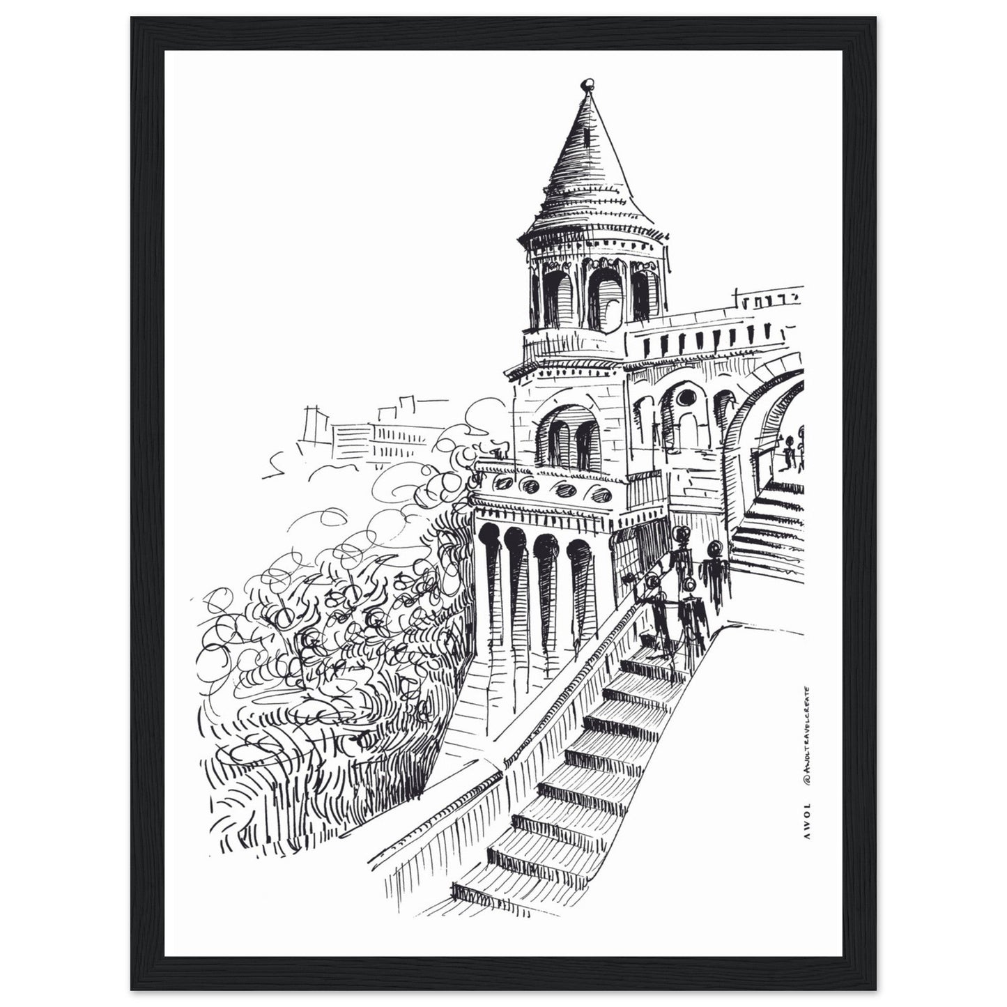 Castle In Budapest Art Print: Hungary Landscape, Wooden Framed Print - Creations Awol