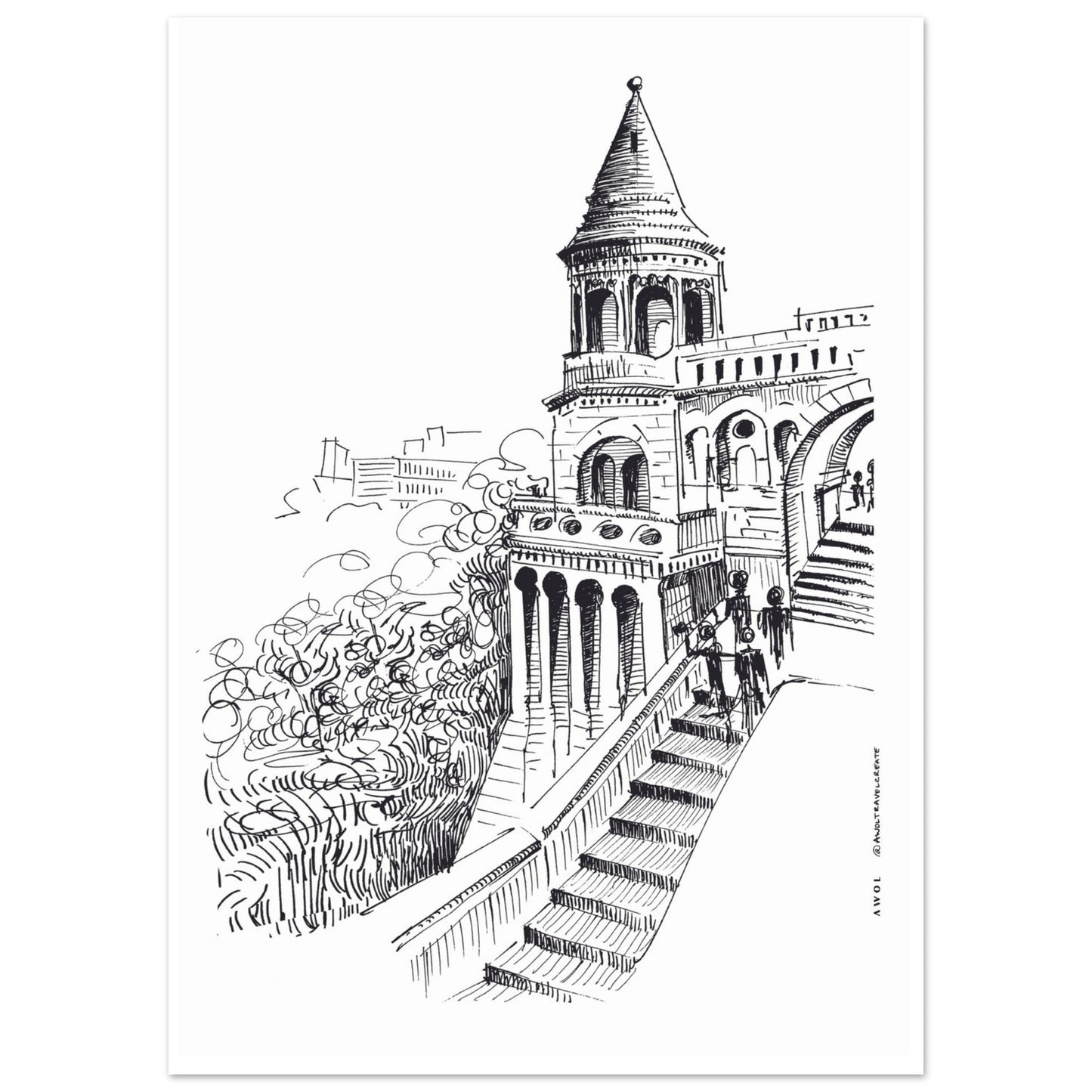 Castle On A Hill Overlooking Budapest: Hungary City Landscape, Premium Matte Paper Poster - Creations Awol