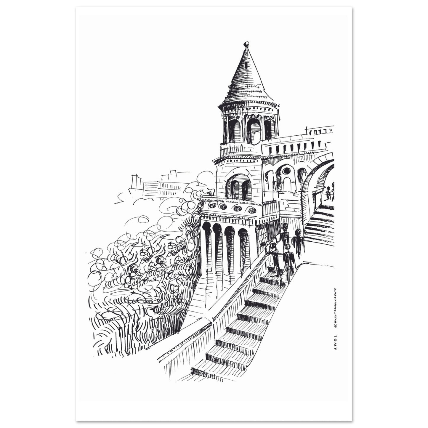 Castle On A Hill Overlooking Budapest: Hungary City Landscape, Premium Matte Paper Poster - Creations Awol
