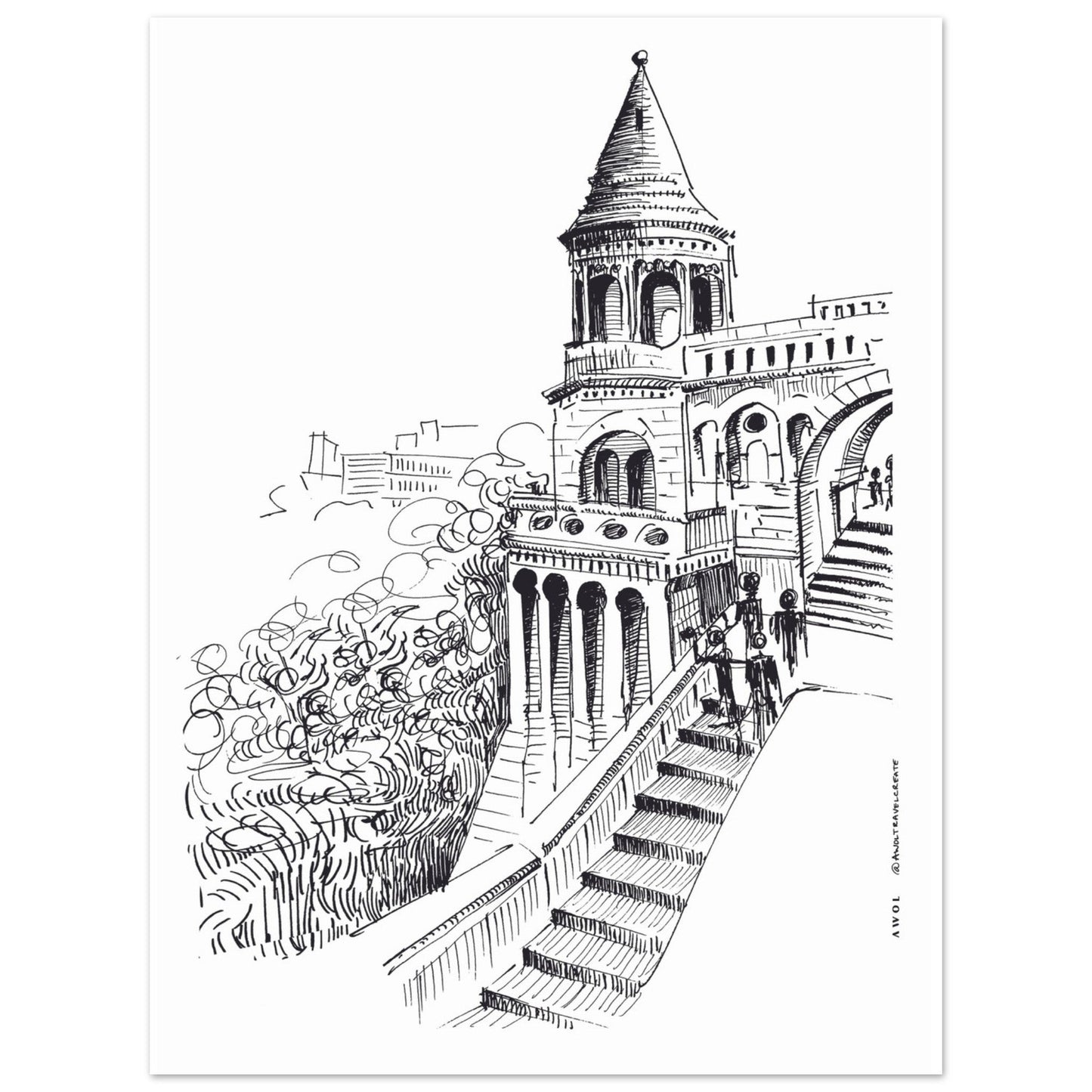 Castle On A Hill Overlooking Budapest: Hungary City Landscape, Premium Matte Paper Poster - Creations Awol