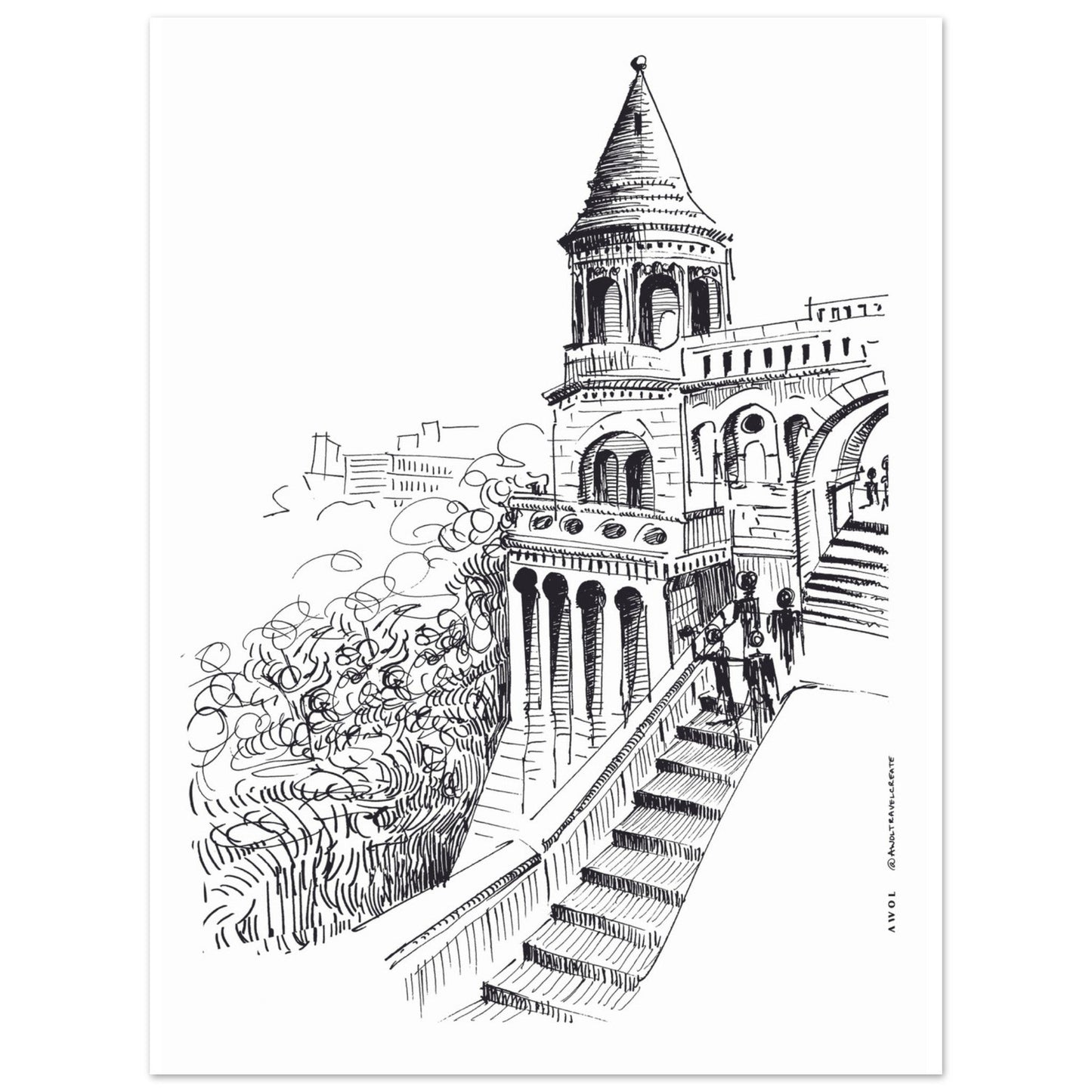Castle On A Hill Overlooking Budapest: Hungary City Landscape, Premium Matte Paper Poster - Creations Awol